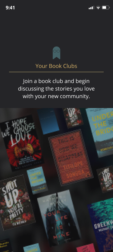 Showing the gallery of books the user can join book clubs for