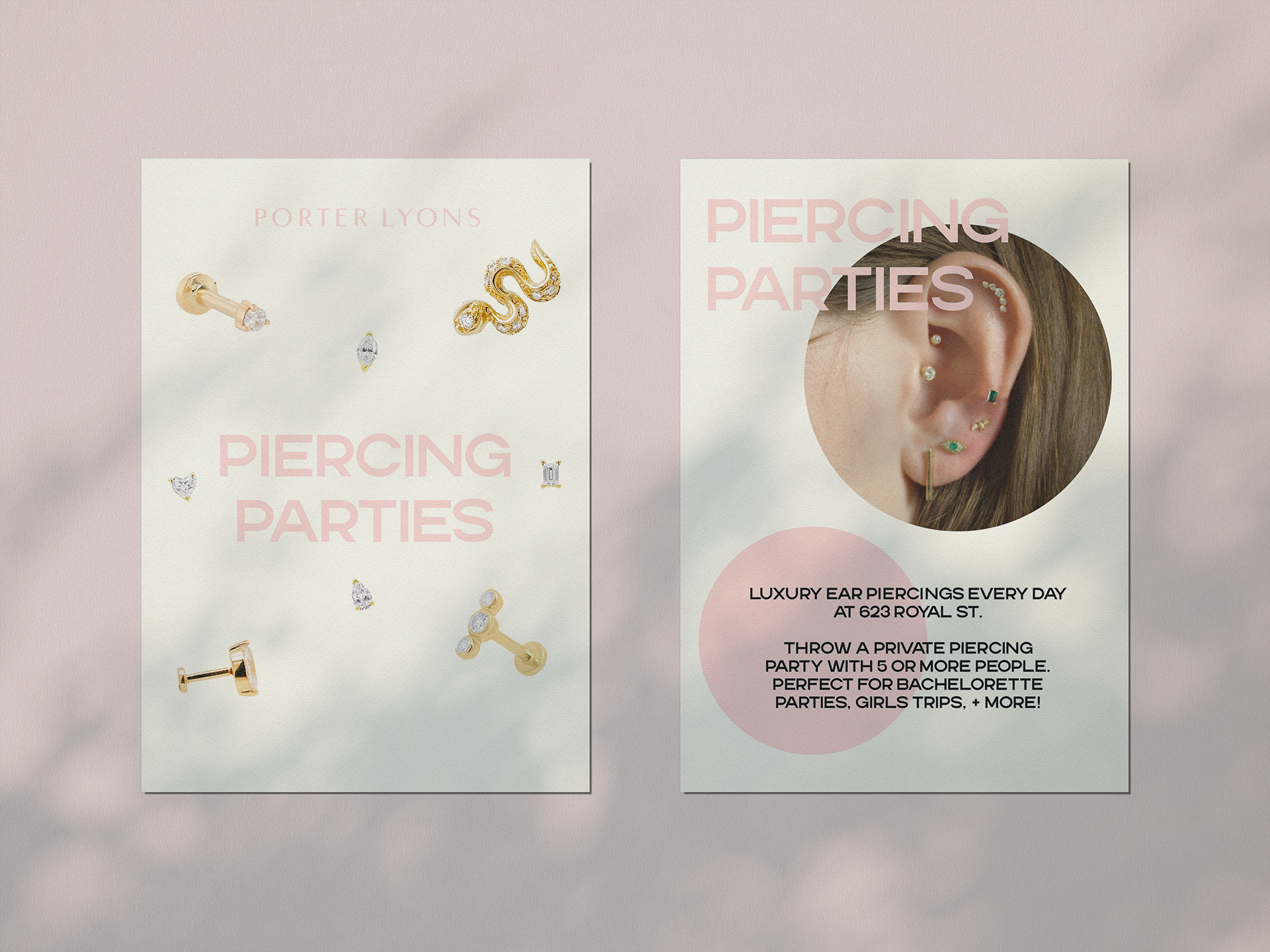 Flyer created to promote piercing party service.