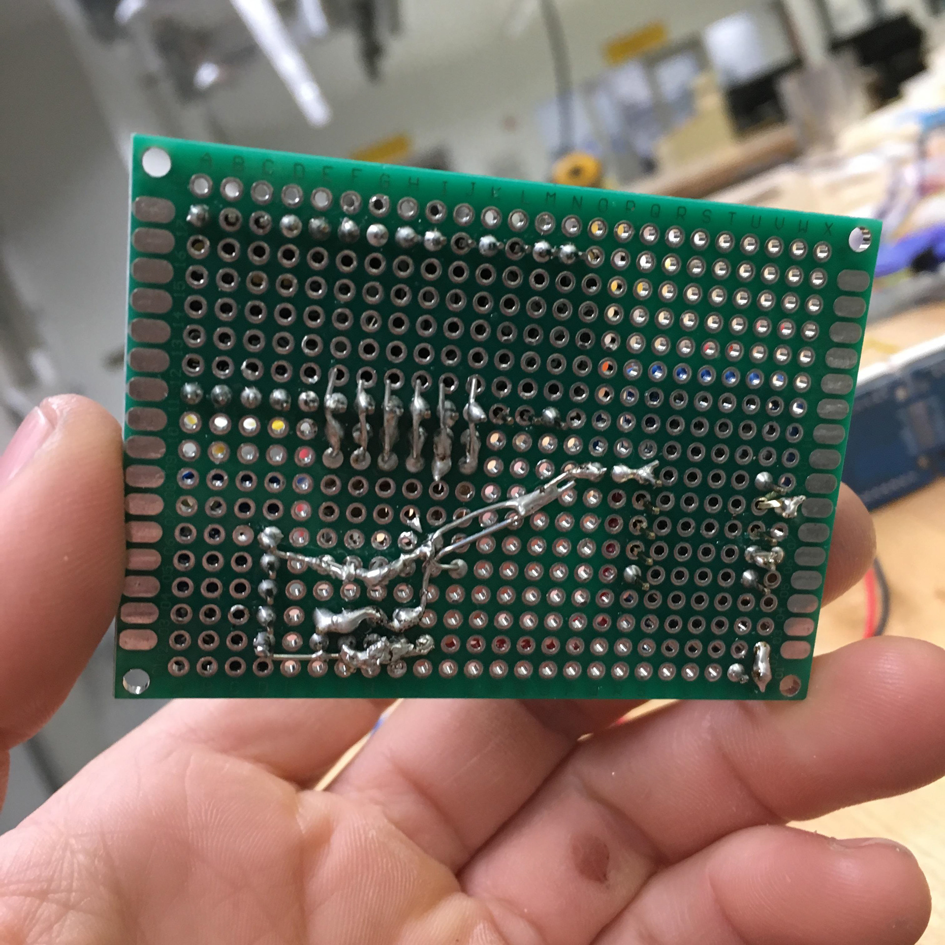 Soldering the electronics components.