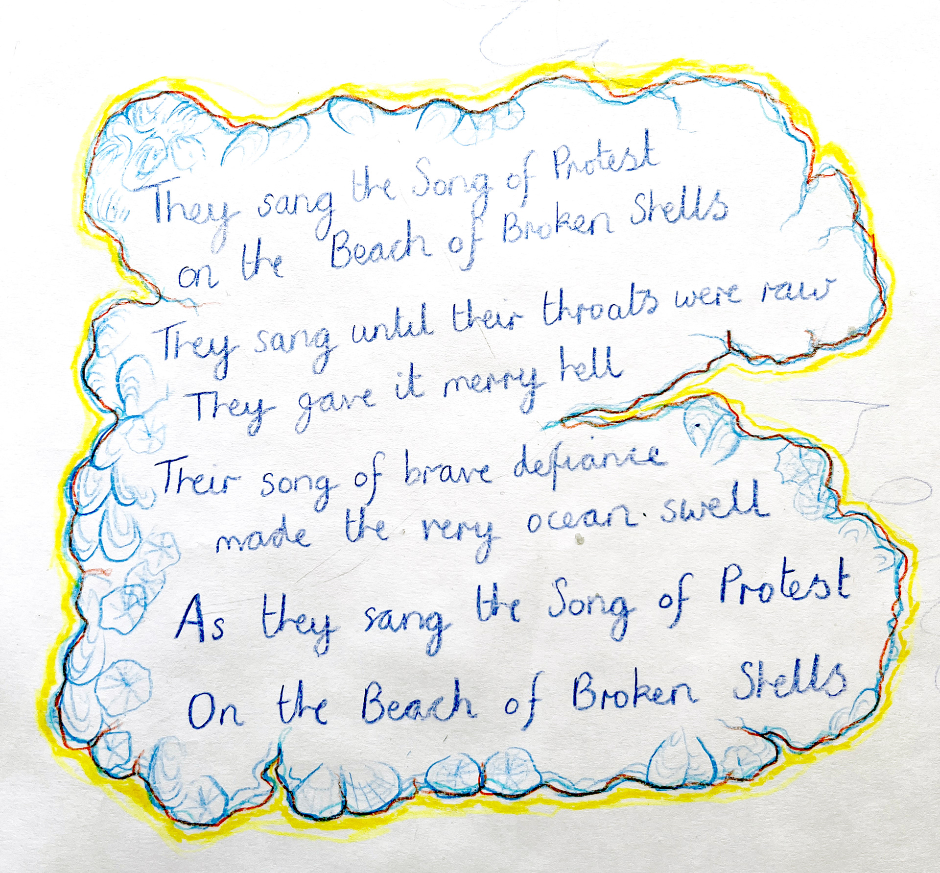 Stone Tablet Sketch (Coloured pencil on paper) 21 x 21cm (2025)