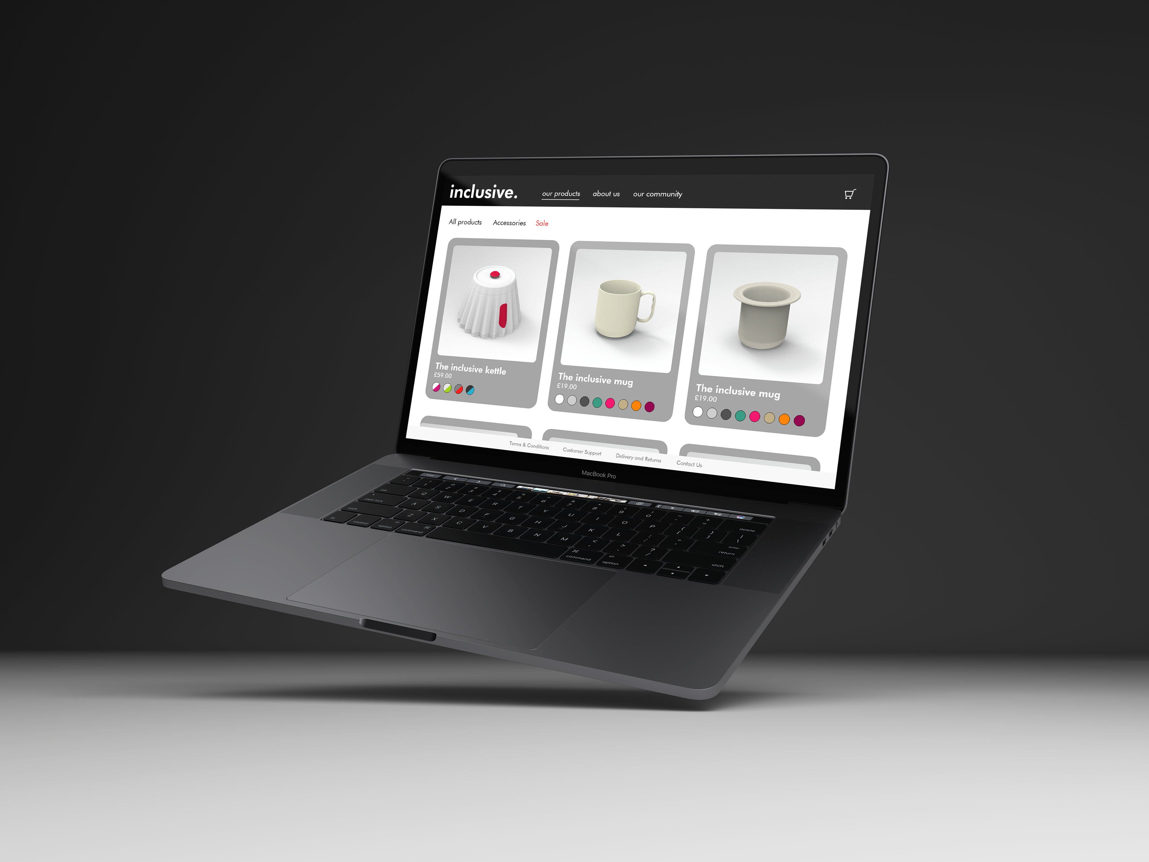 Website concept for a business selling inclusively designed kitchen products