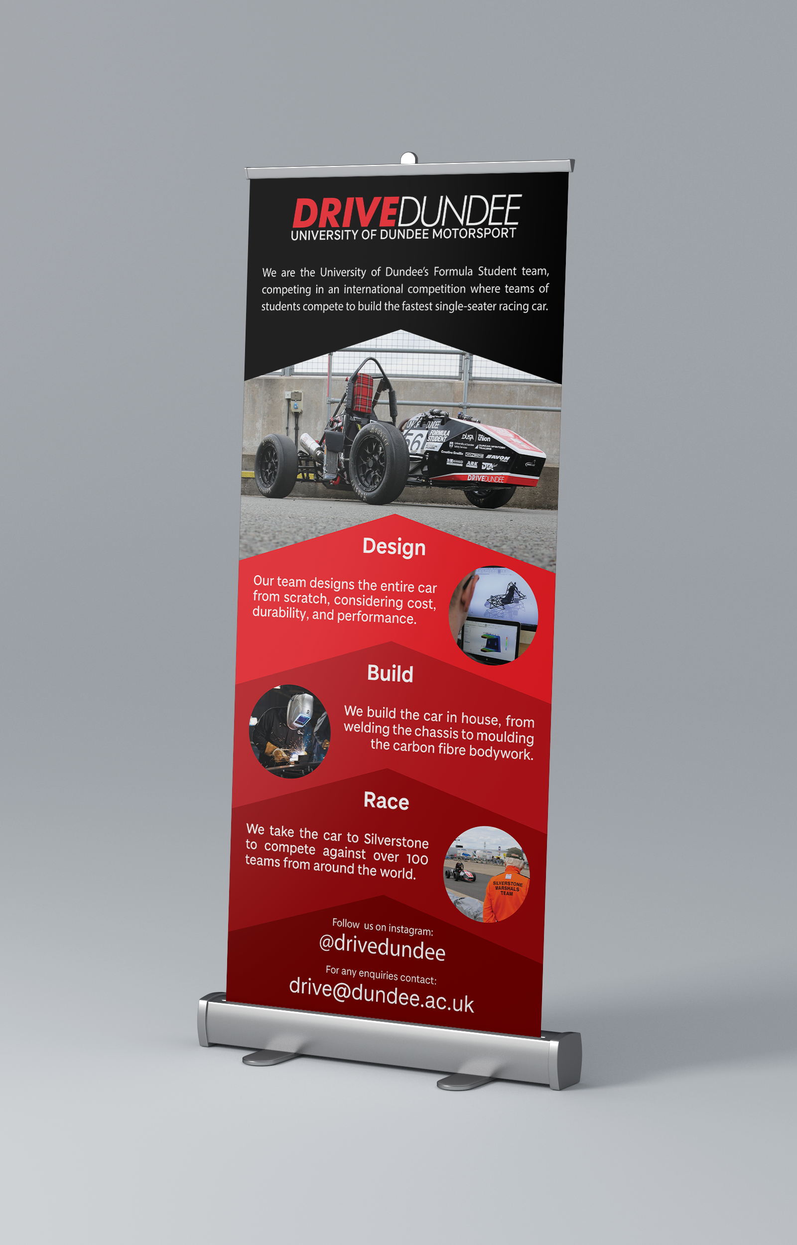 Advertising banner for motorsport team