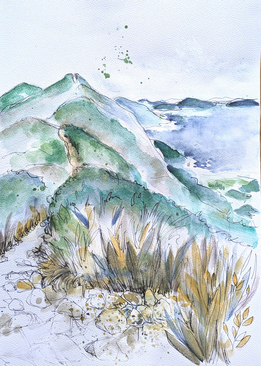Dragons Back, Aquarelle on Paper, 21x29cm, 2024