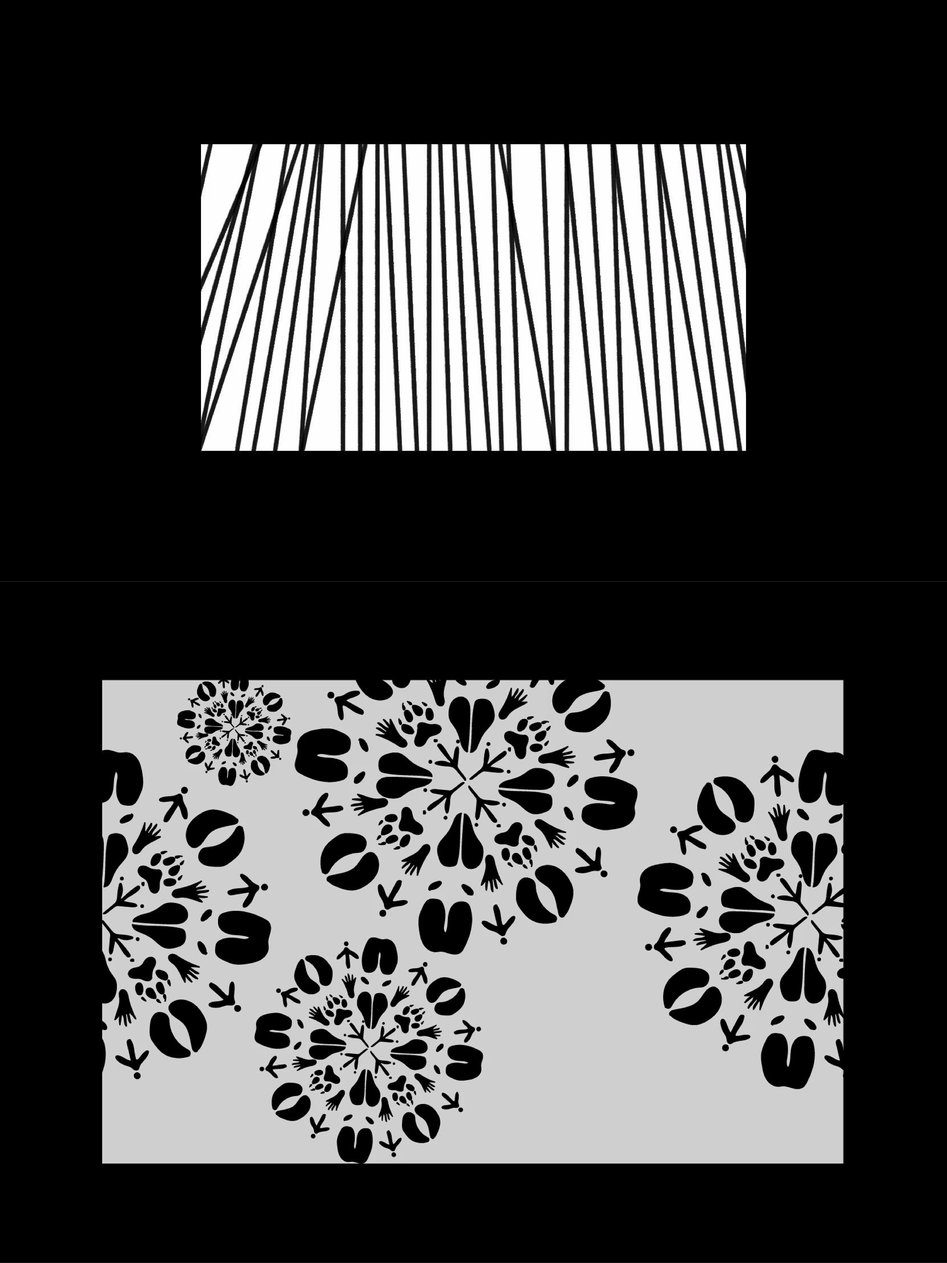 The change in the size of the frame in the final video (below) and thus the visible image was inspired by the exercise (image above)