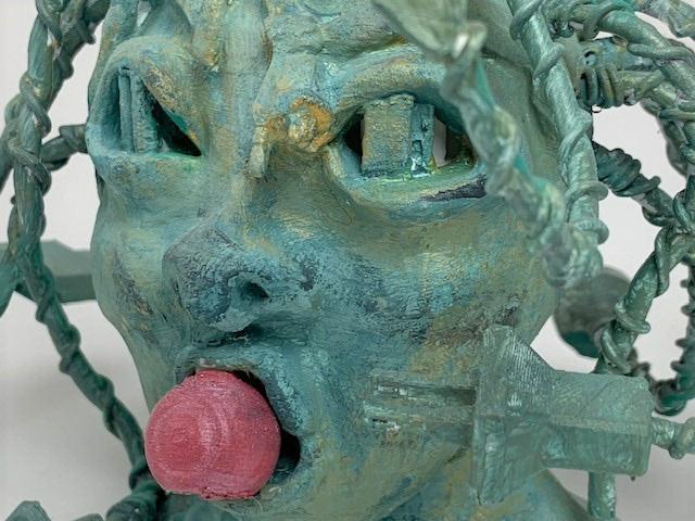 Mediums: acrylic, PLA, Aluminum Wire, size: 14" x 7" x 10", 2020.