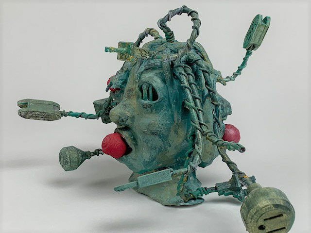 Mediums: acrylic, PLA, Aluminum Wire, size: 14" x 7" x 10", 2020.
