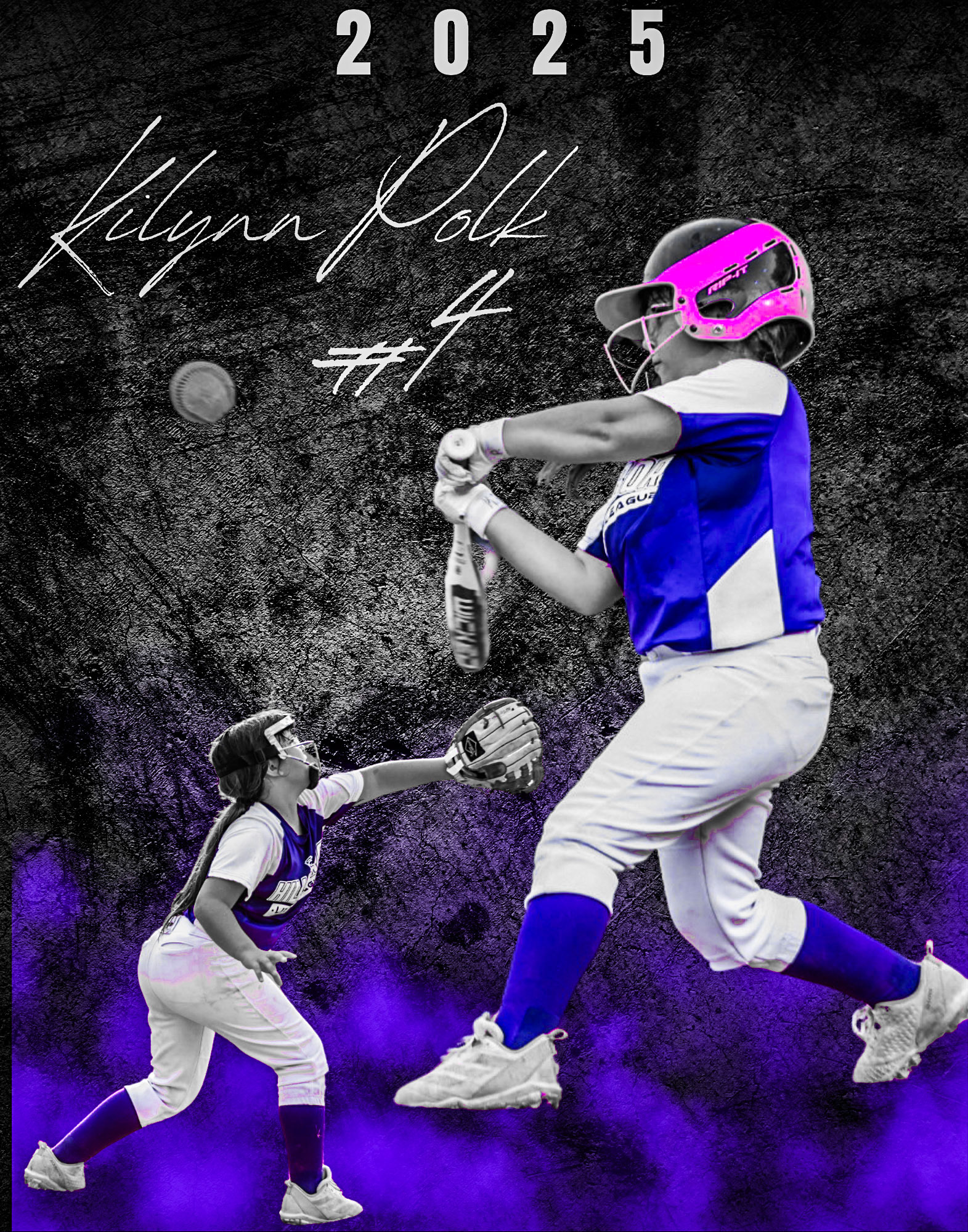 White and Blue Photo Baseball Stats Poster - 1