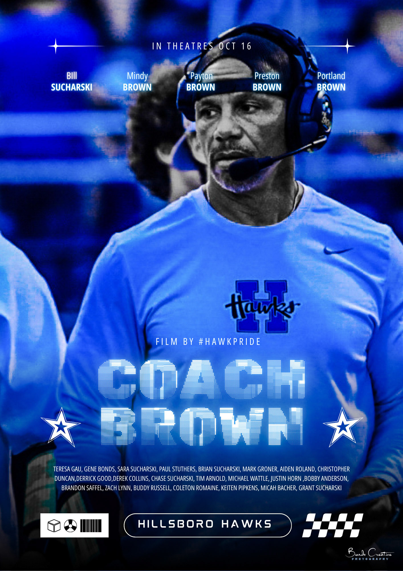 Black and Blue Retro Football Movie Poster - 1