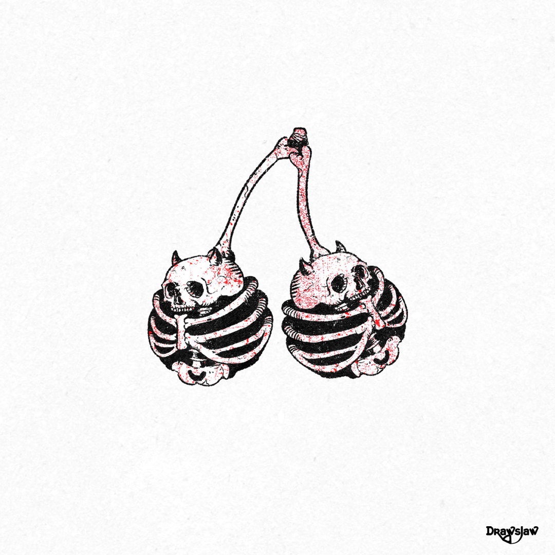 Skull Cherries - Digital Drawing