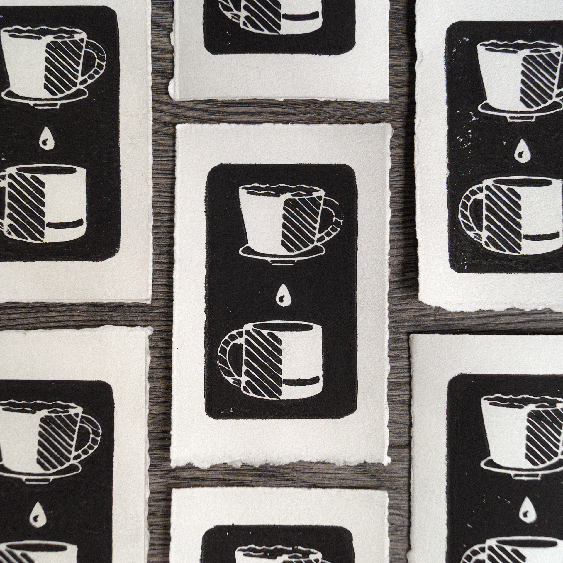 "Drip" Coffee Lino Block Print