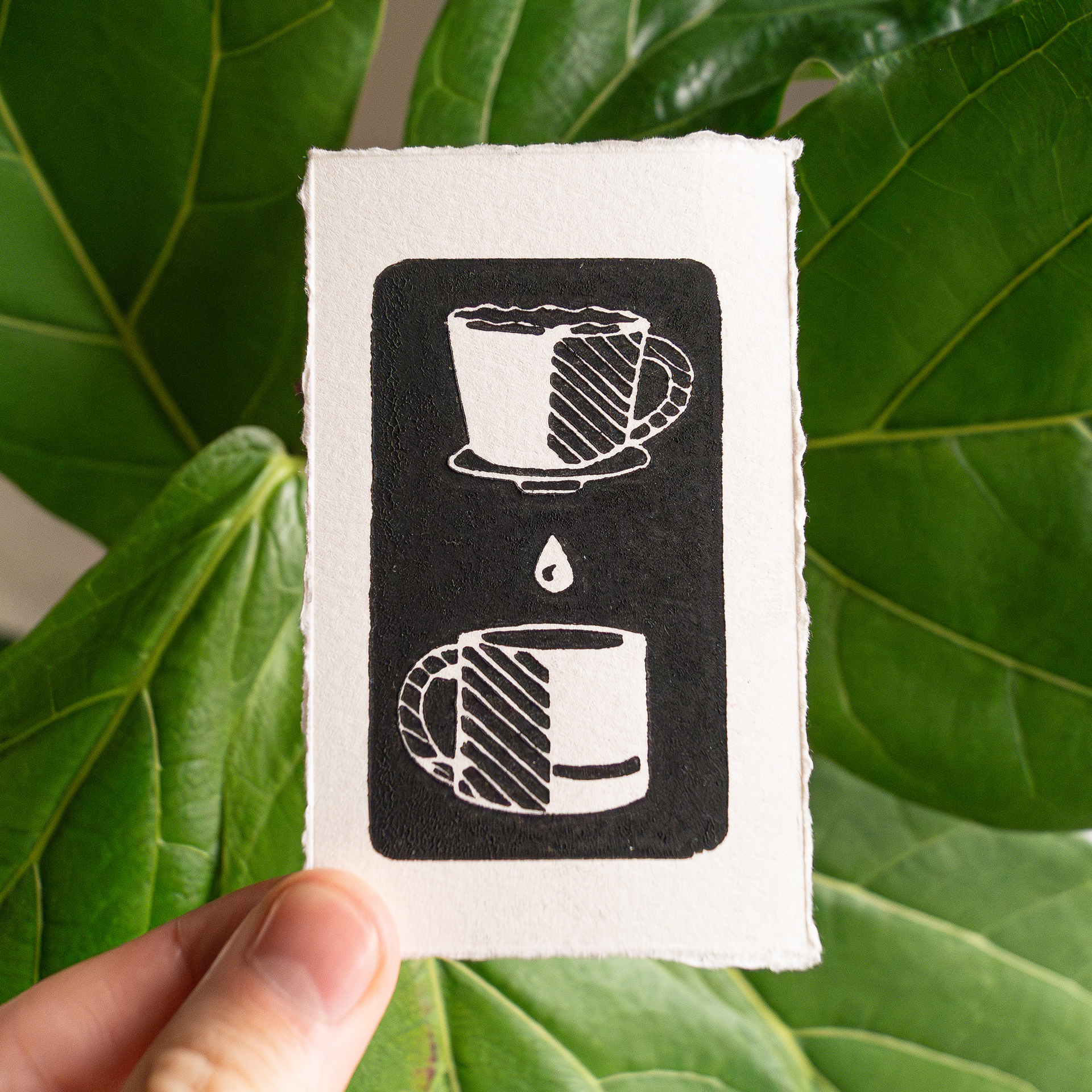 "Drip" Coffee Lino Block Print
