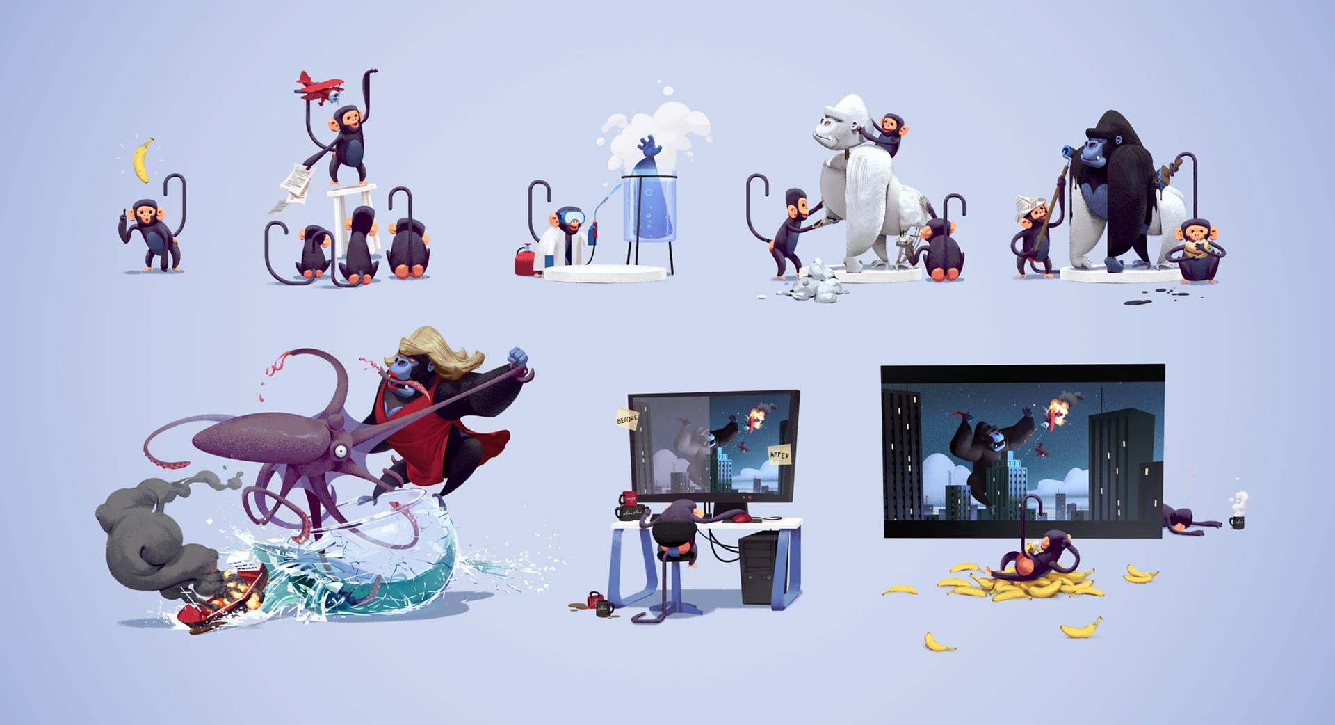 Selected illustrations for 3d pipeline steps