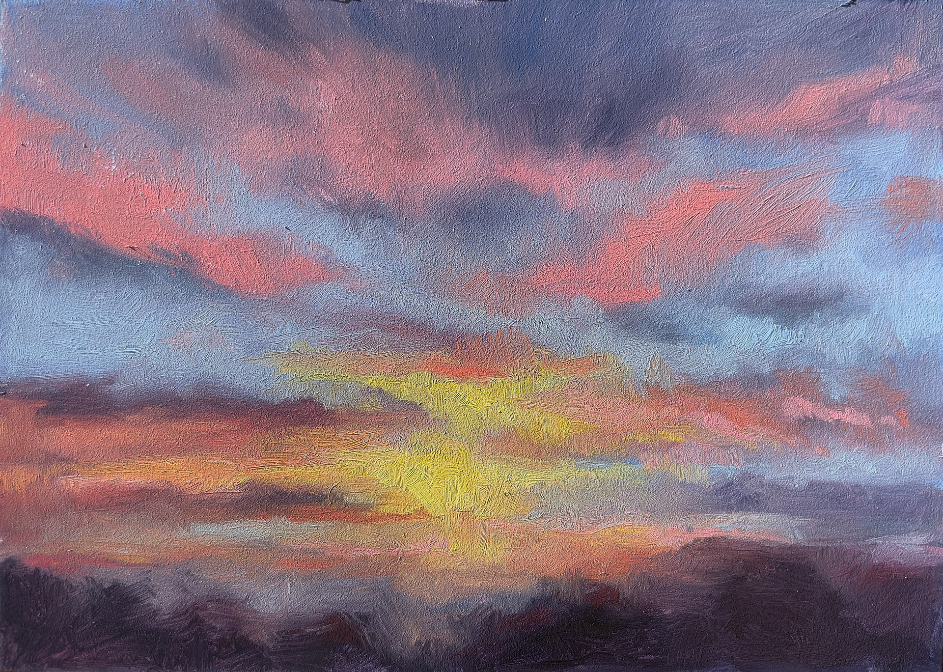 Sunrise 05, 2023, Oil on Panel, 5x7 inches