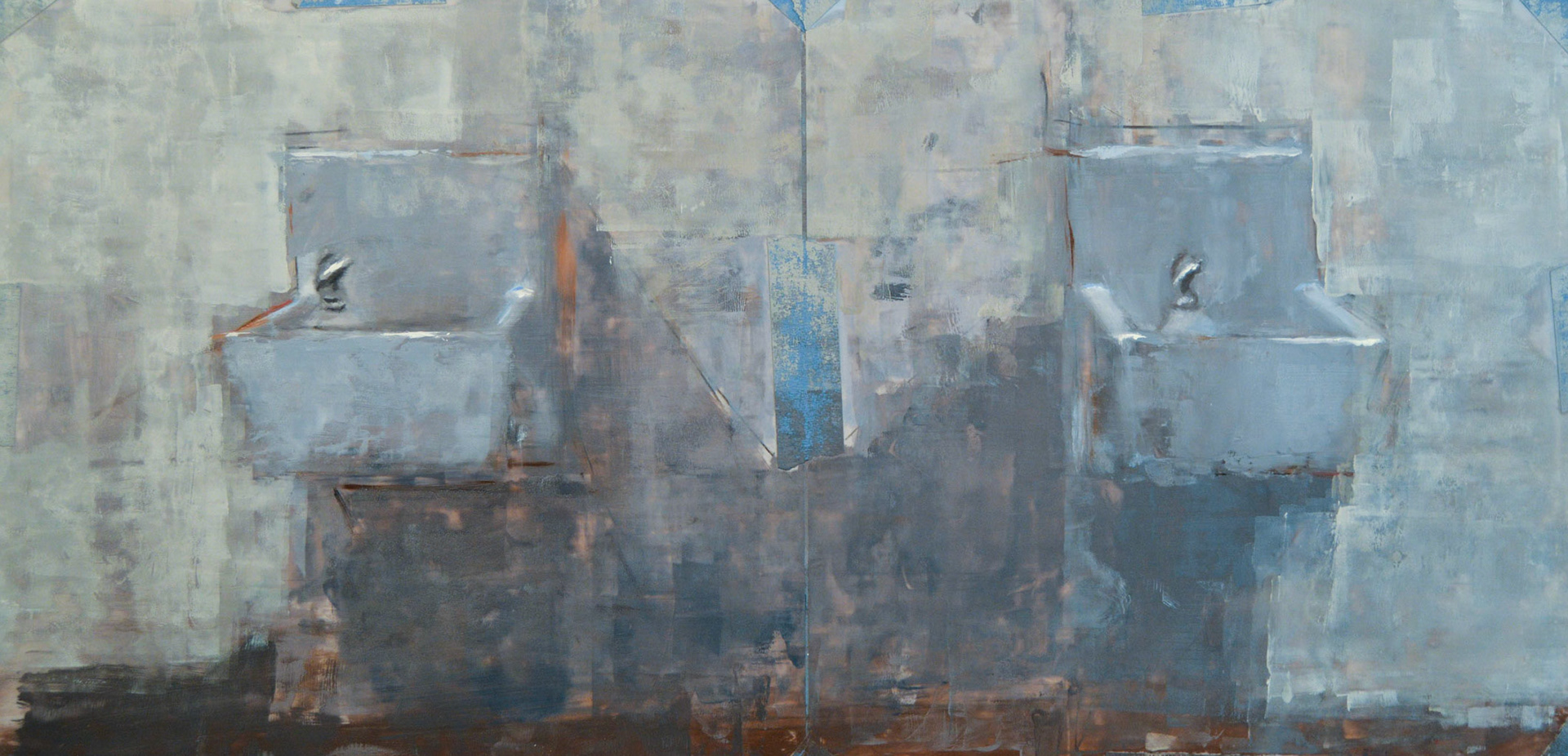 Twins, 2017, Oil on Mylar, 12 x 24 inches