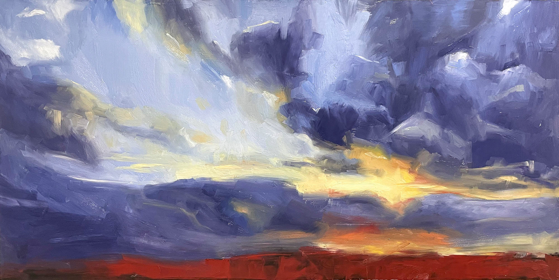Sunrise 04, 2021, Oil on Panel, 12x24 inches