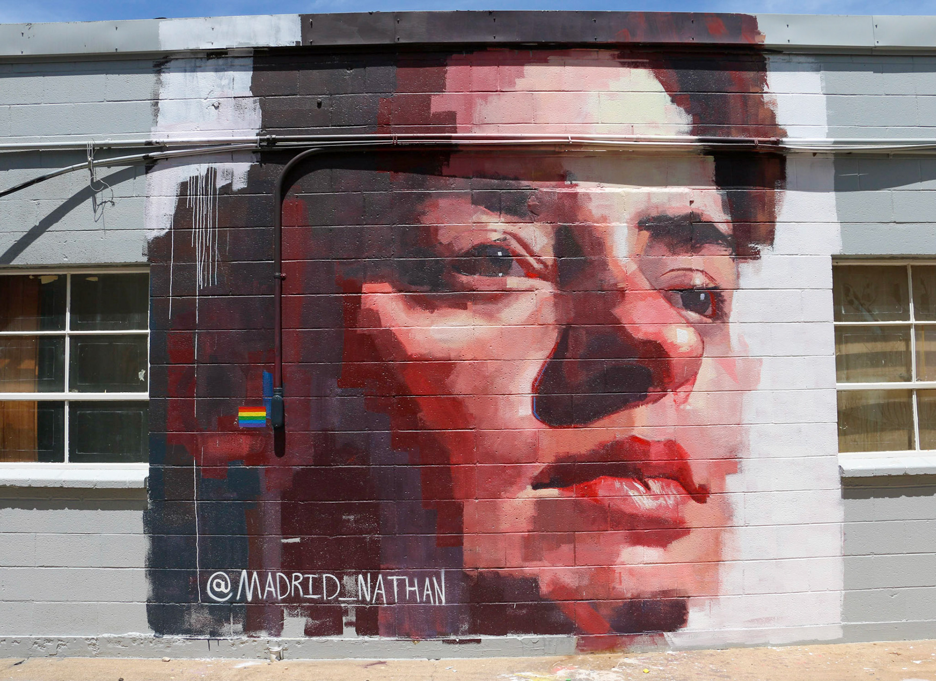 Mural of Erwin Located in Mural Alley, Foundry District Fort Worth, TX, 2018, Acrylic on Wall, 14 x 14 feet
