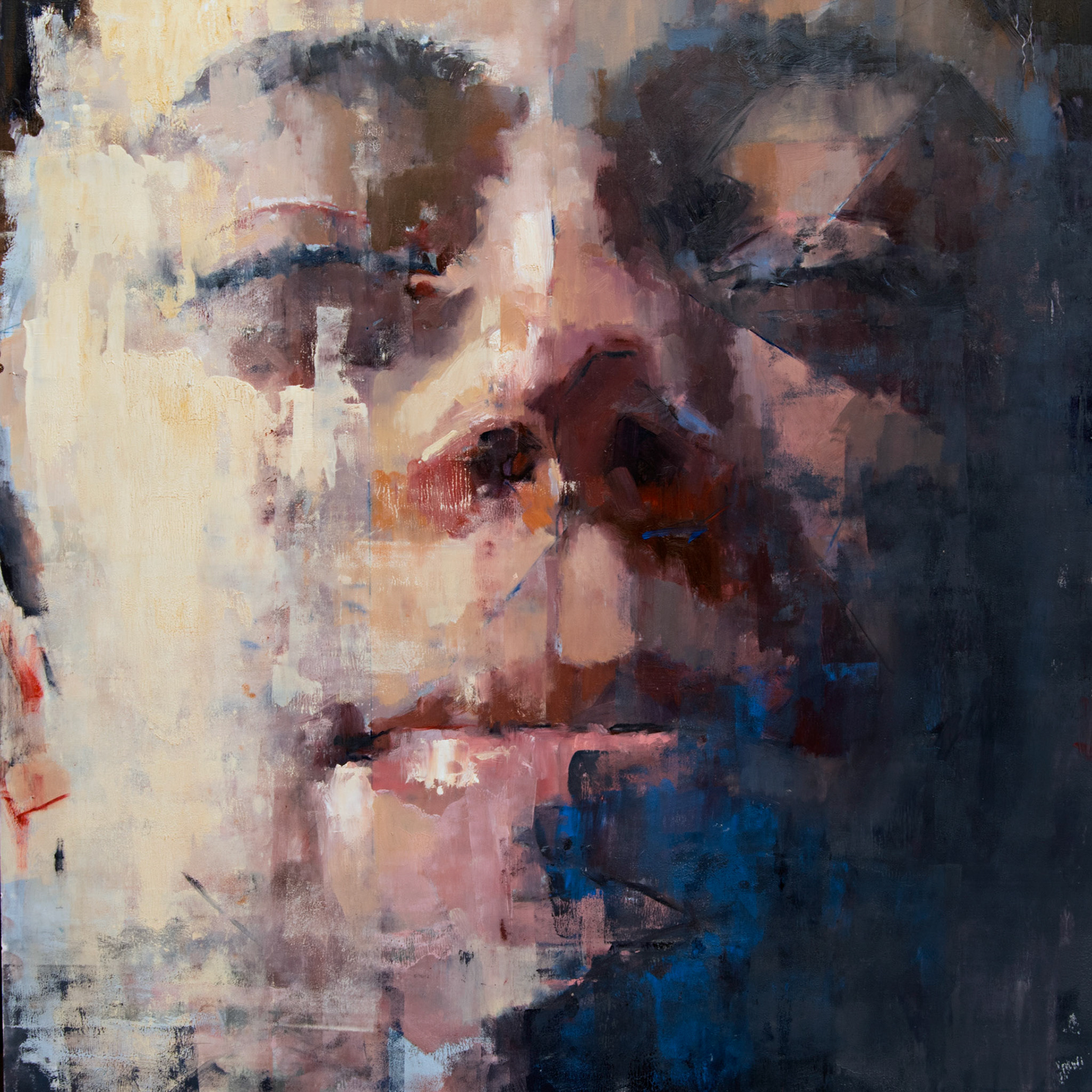 Evan (Of Mixed Race), 2016, Oil on Mylar, 24 x 24 inches