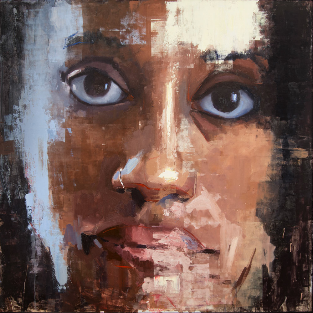 Jessica (Female African American),  Oil on Panel 48 x 48 inches