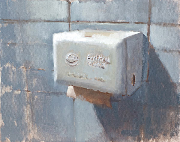 Paper Towel Dispenser, 2015, Oil on Panel, 8 x 10 inches
