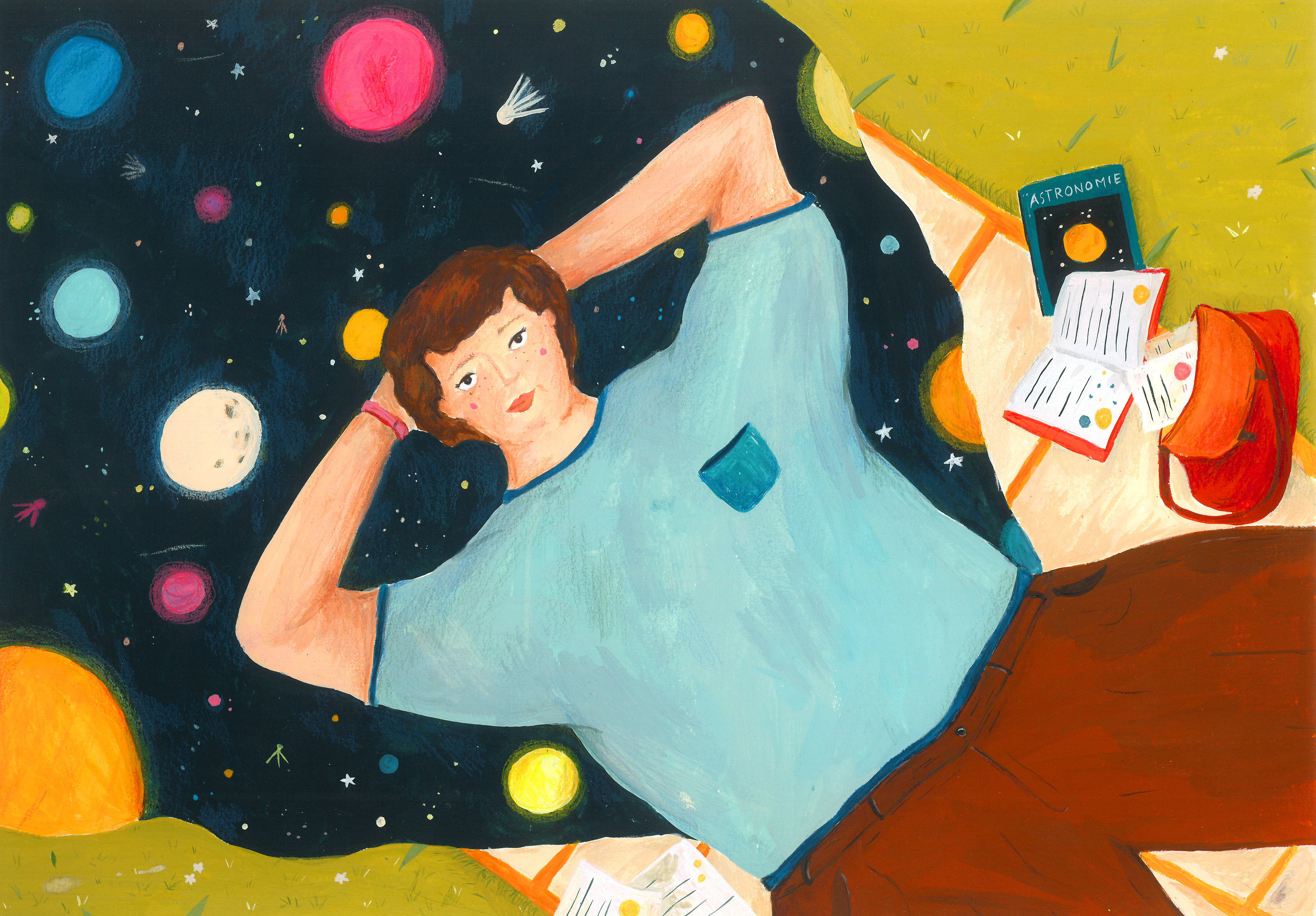 l'astronaute - illustration réalisé a la gouache