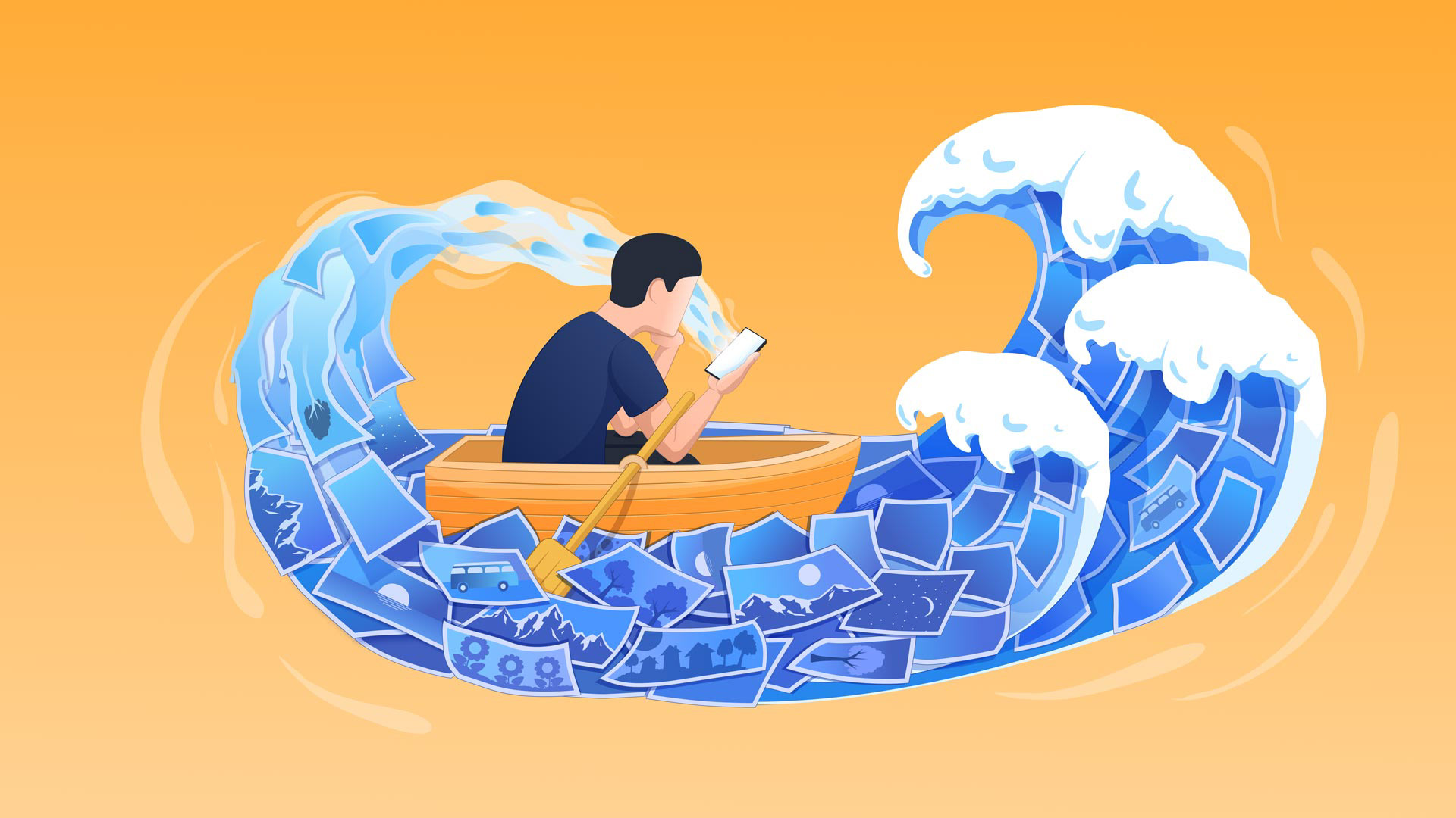 Bildflut Illustration für bildstark: Content Marketing mit besonderem Augenmerk