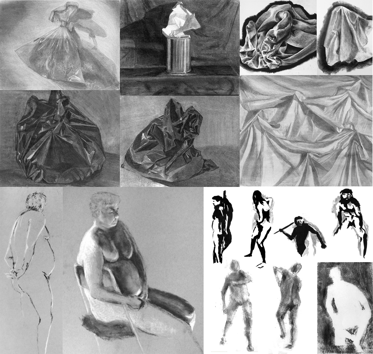 Various Studies; Charcoal & Ink