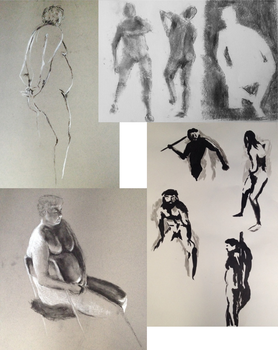 Figure Studies; Charcoal & Ink