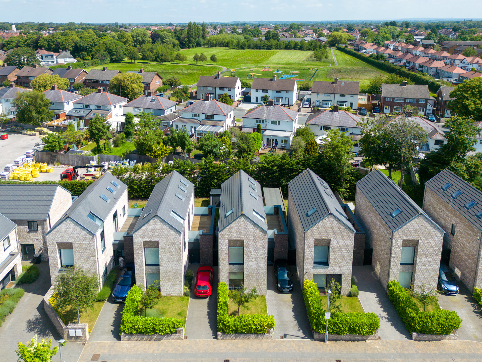 Architectural drone photo of The Gables in Liverpool 