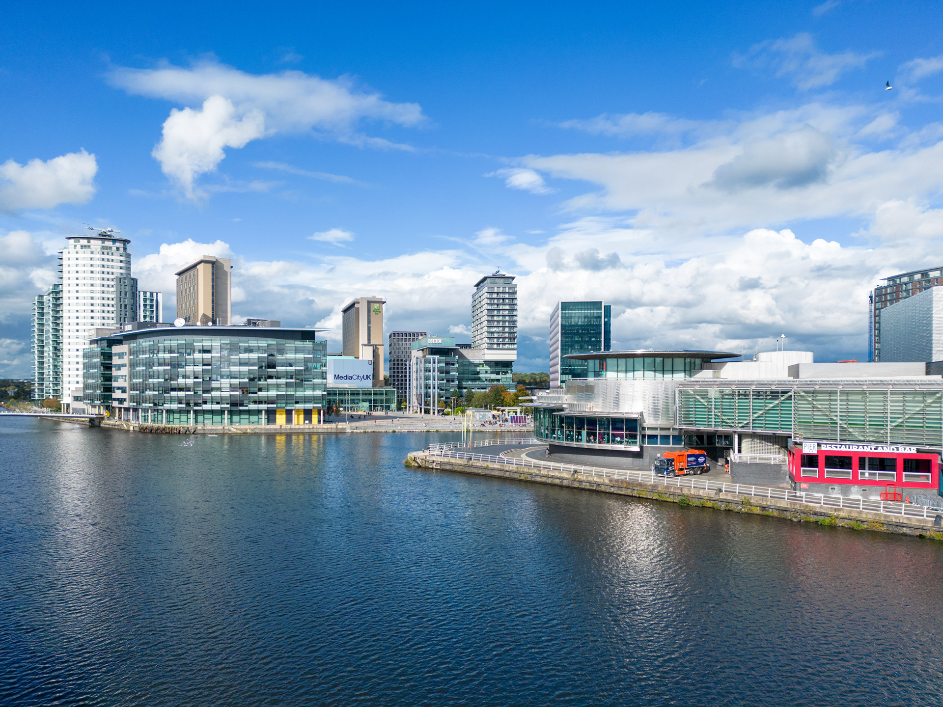 Drone photography, Media City, Salford Quays