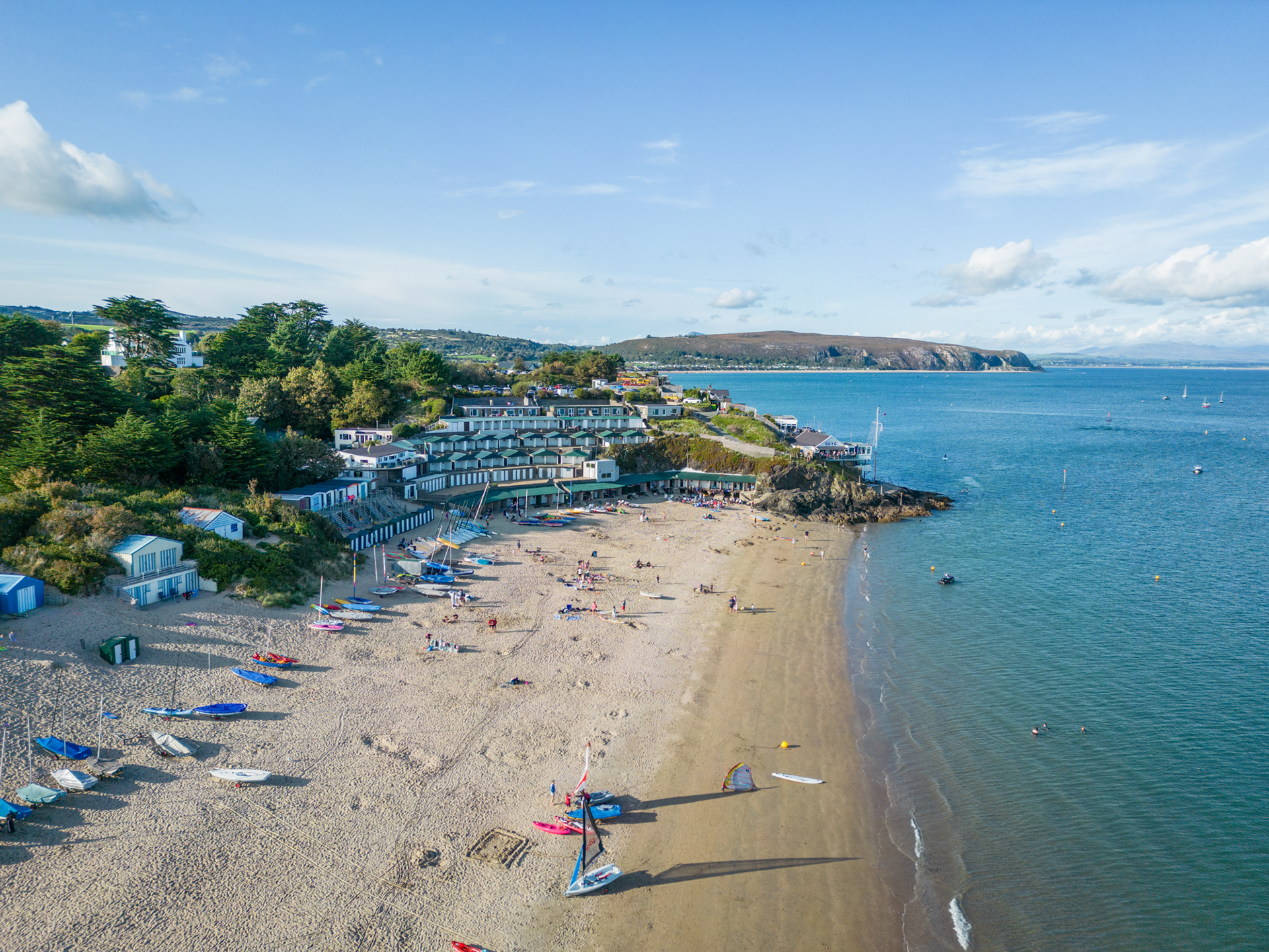 Drone photo of Abersoch Beach on the Llyn Peninsula
