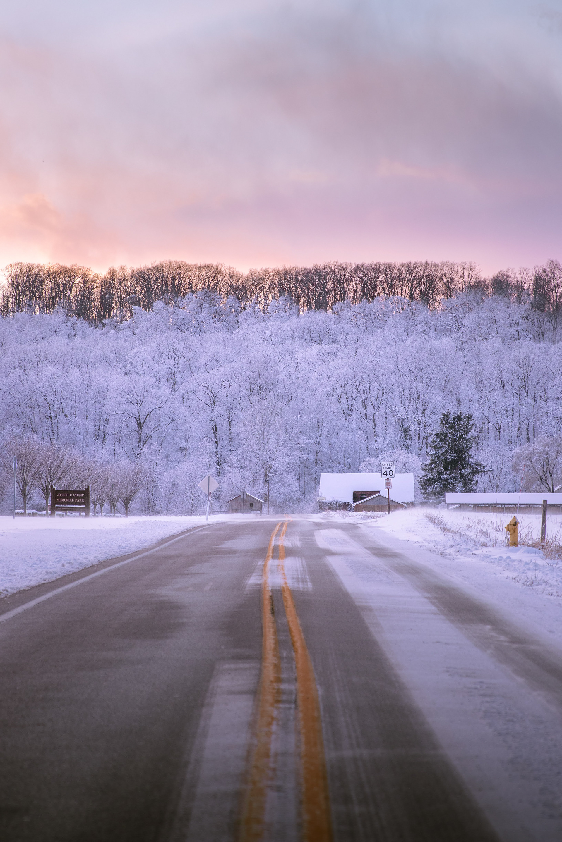 A winter road in Pennsylvania