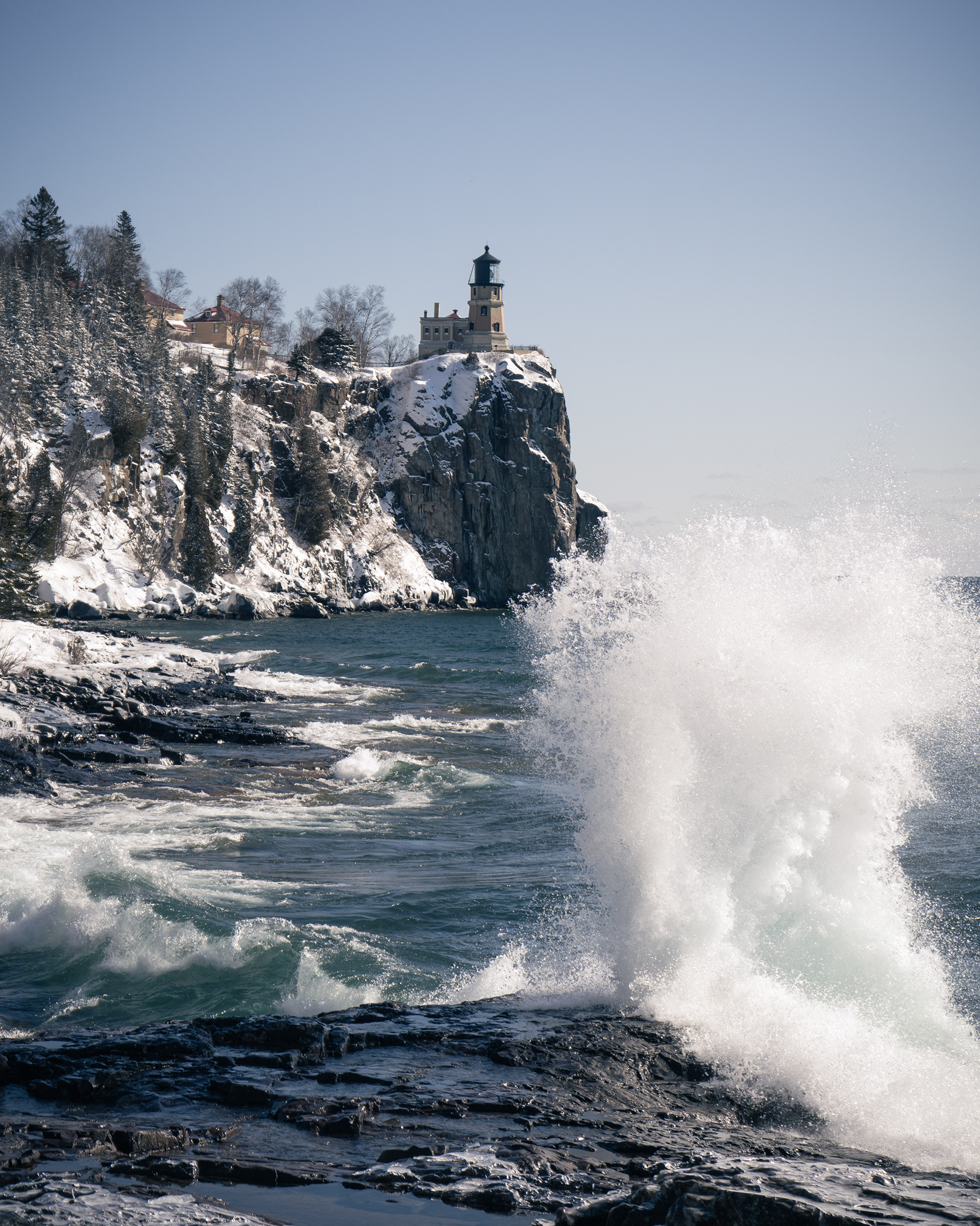 Split Rock Lighthouse after a winter storm