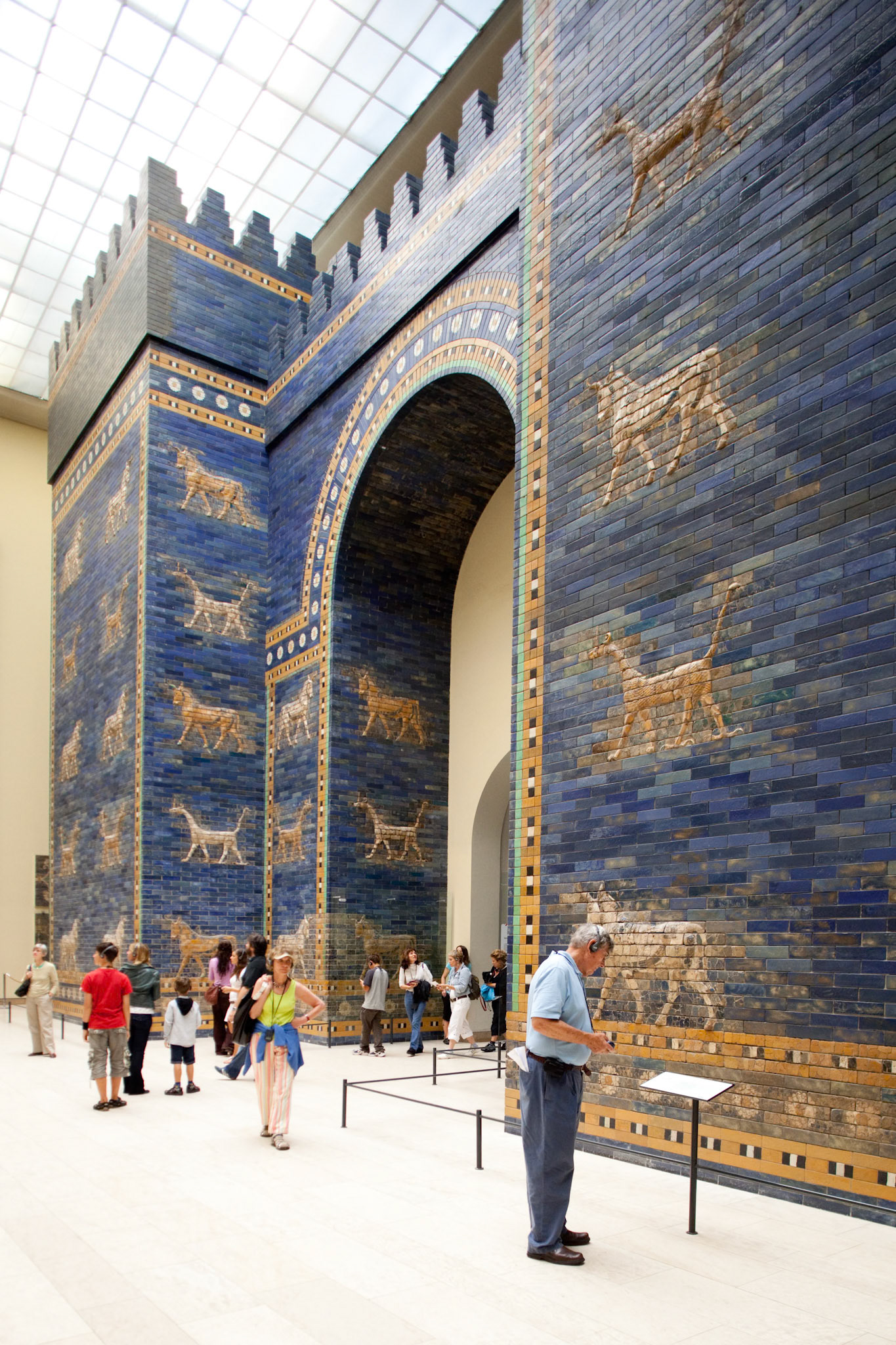 Berlin, Germany, July 24 2009, Visitors marvel at the Ishtar Gate, a stunning relic from Babylon, located in the Pergamon Museum, Berlin, Germany.