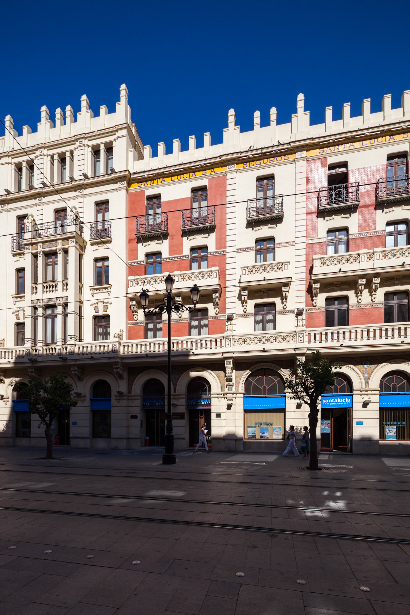 Seville, Spain, Sep 30 2009, The Seguros Santa Lucia building on Avenida de la Constitucion embodies Seville\'s rich heritage with its early 20th-century architecture.