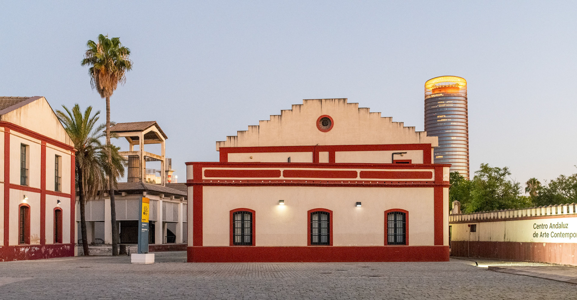 Seville, Spain, July 19 2022, Exterior view of Centro Andaluz de Arte Contemporáneo and modern urban skyline, Seville.