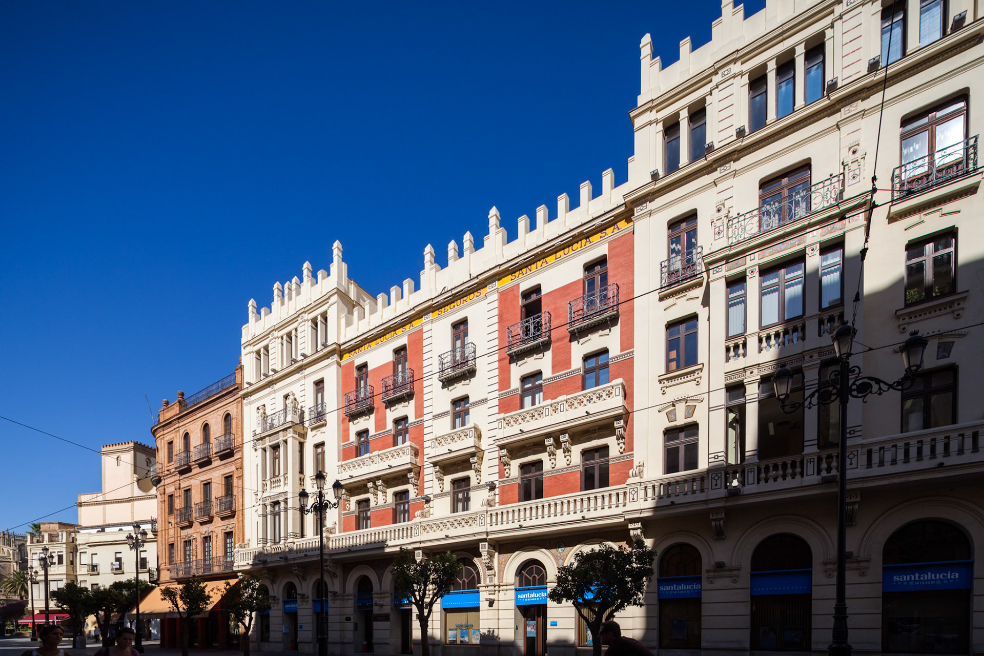 Seville, Spain, Sep 30 2009, The stunning Seguros Santa Lucia building stands proudly on Avenida de la Constitucion in Seville, showcasing early 20th-century architecture.