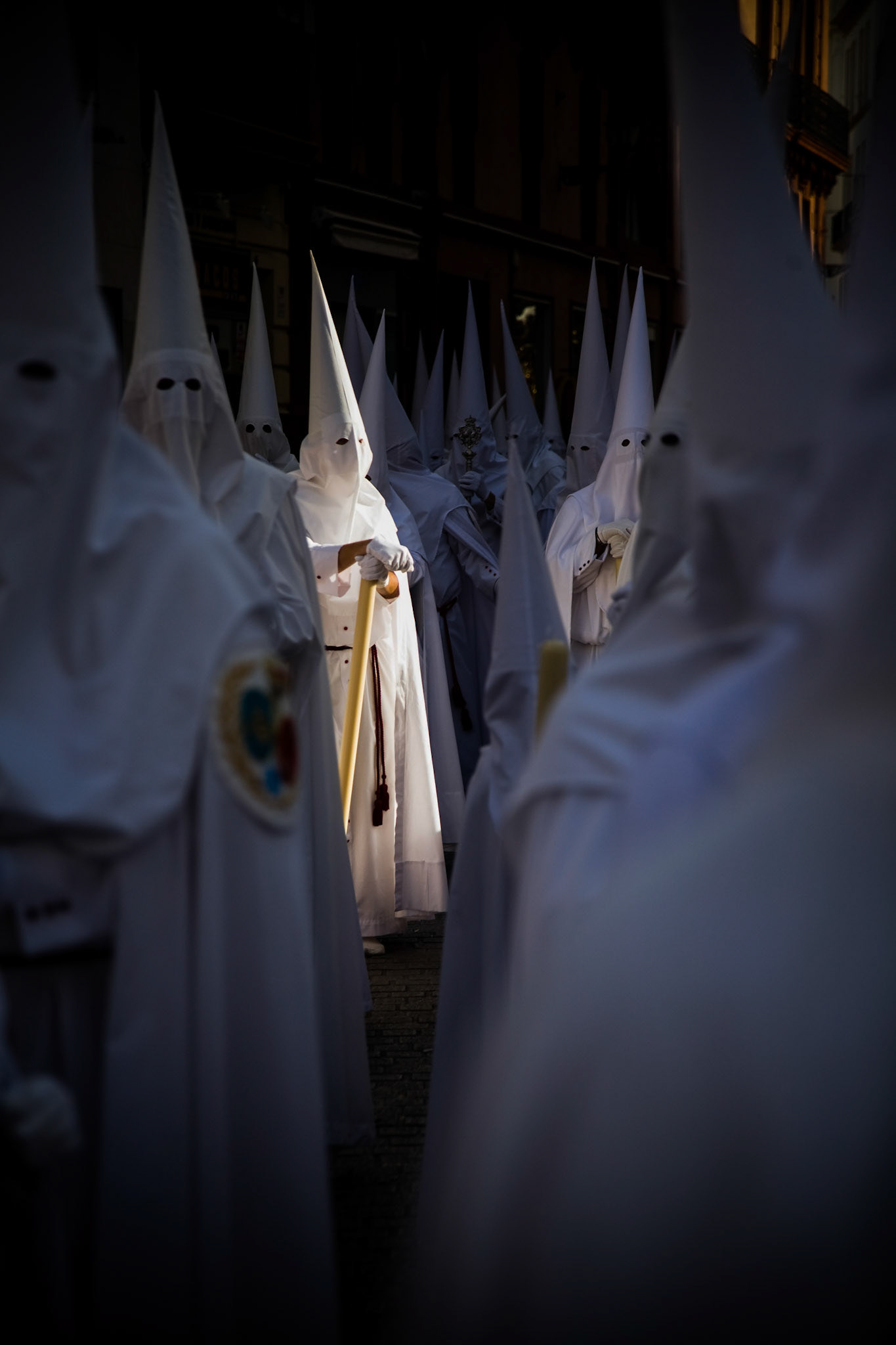 Group of hooded penitents, Palm Sunday, Seville, Spain