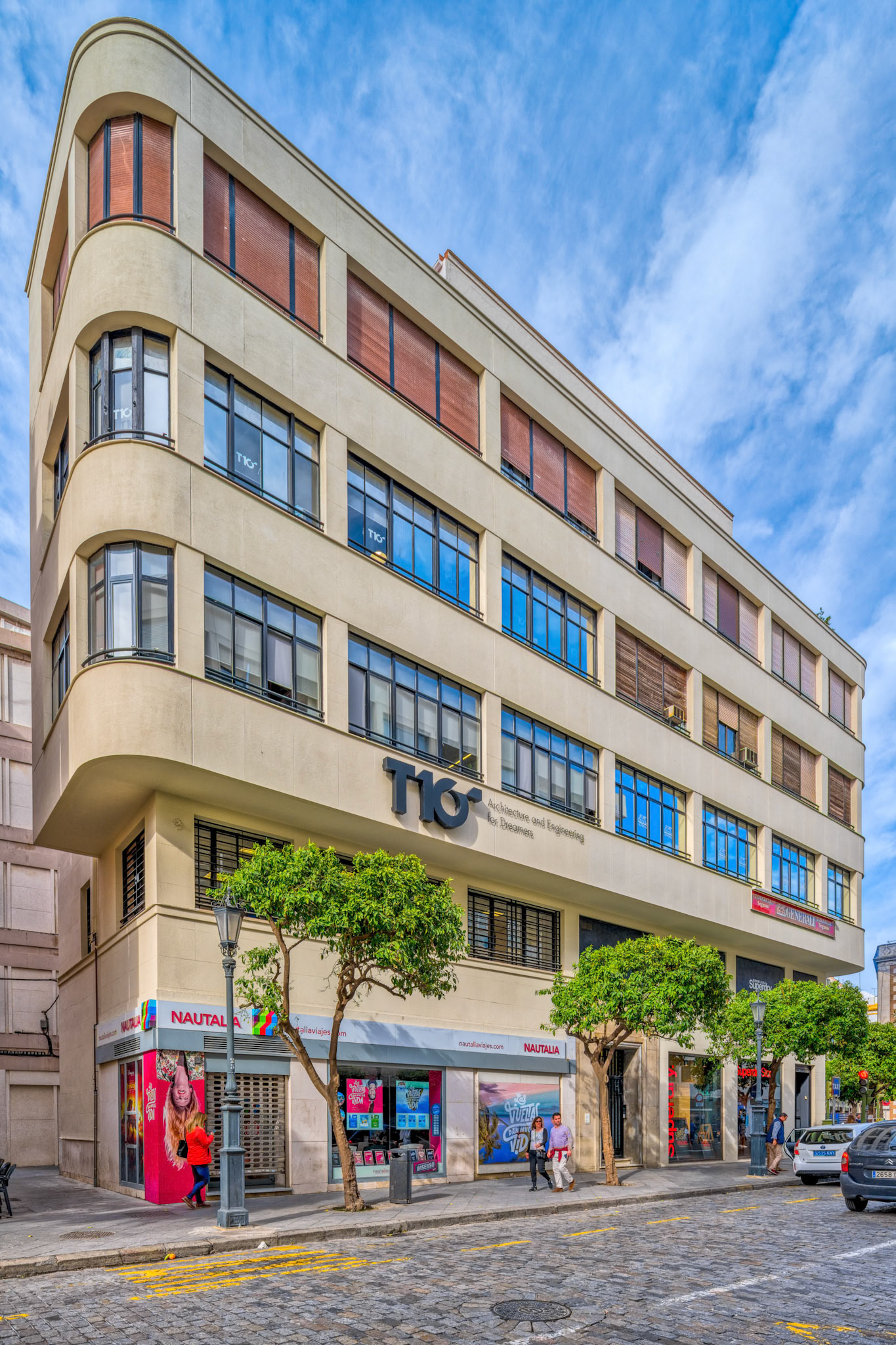 Manuel Marcos house or Cabo Persianas building, a rationalist project by Rafael Arevalo Carrasco and Gabriel Lupiañez Gely (1938-1940), Seville, Spain.