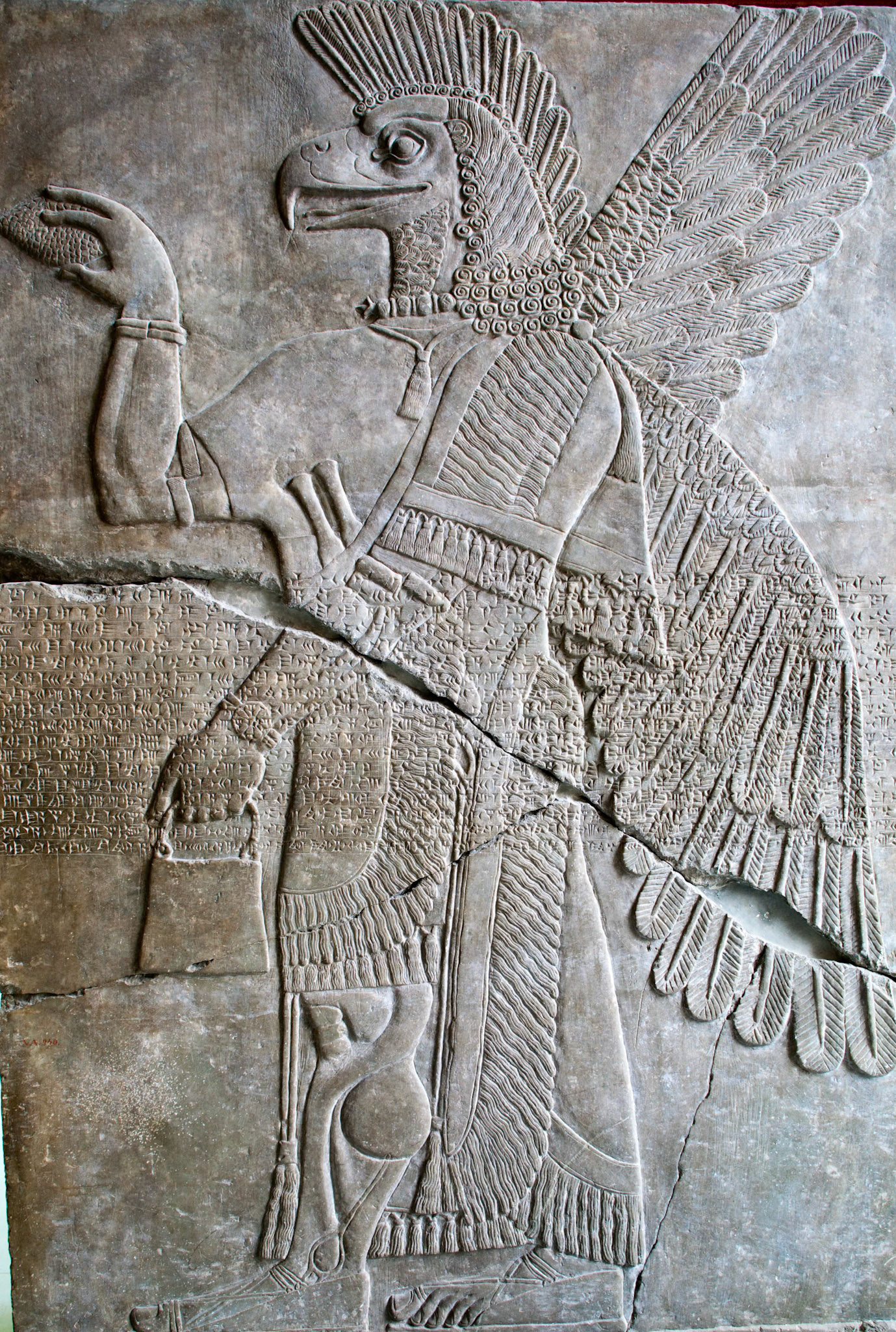 Berlin, Germany, July 24 2009, Assyrian reliefs depict winged divine beings, showcasing ancient artistry in alabaster at the Pergamon Museum in Berlin.