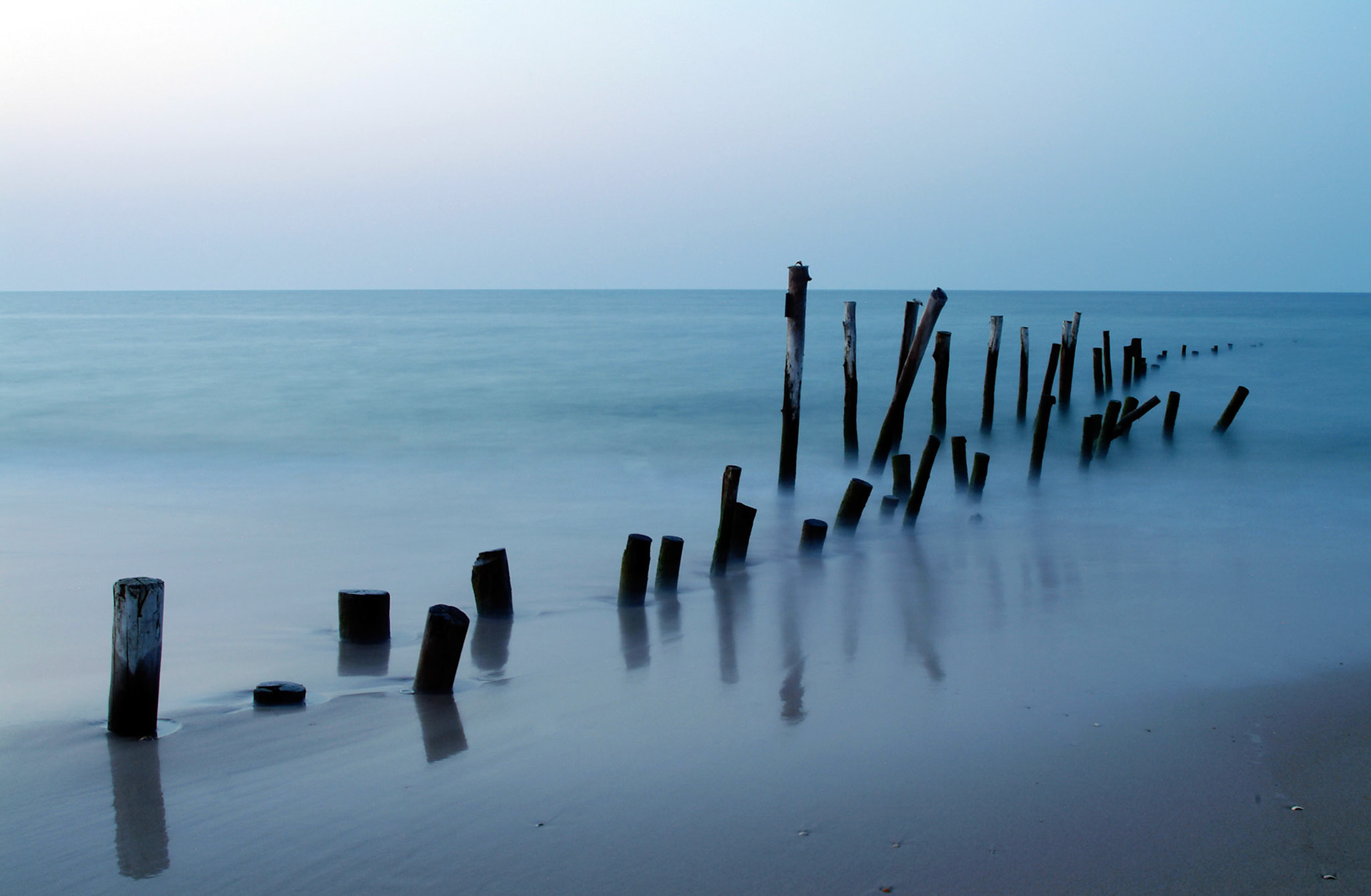 Palisade on Matalascanas beach by night Donana National Park, Spain