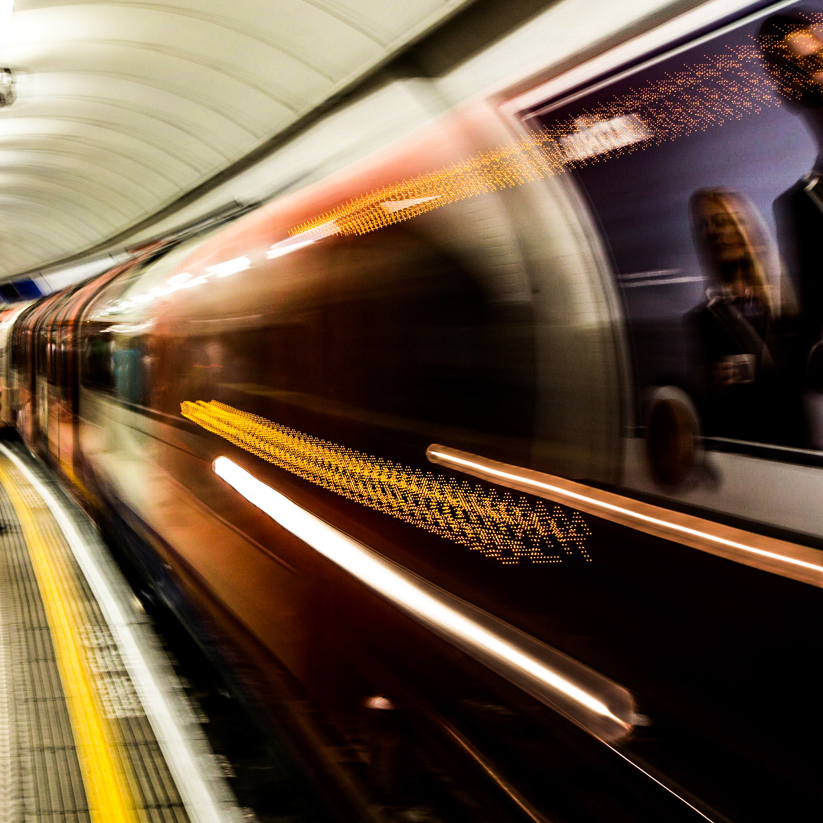 Fast tube arrives at station in London