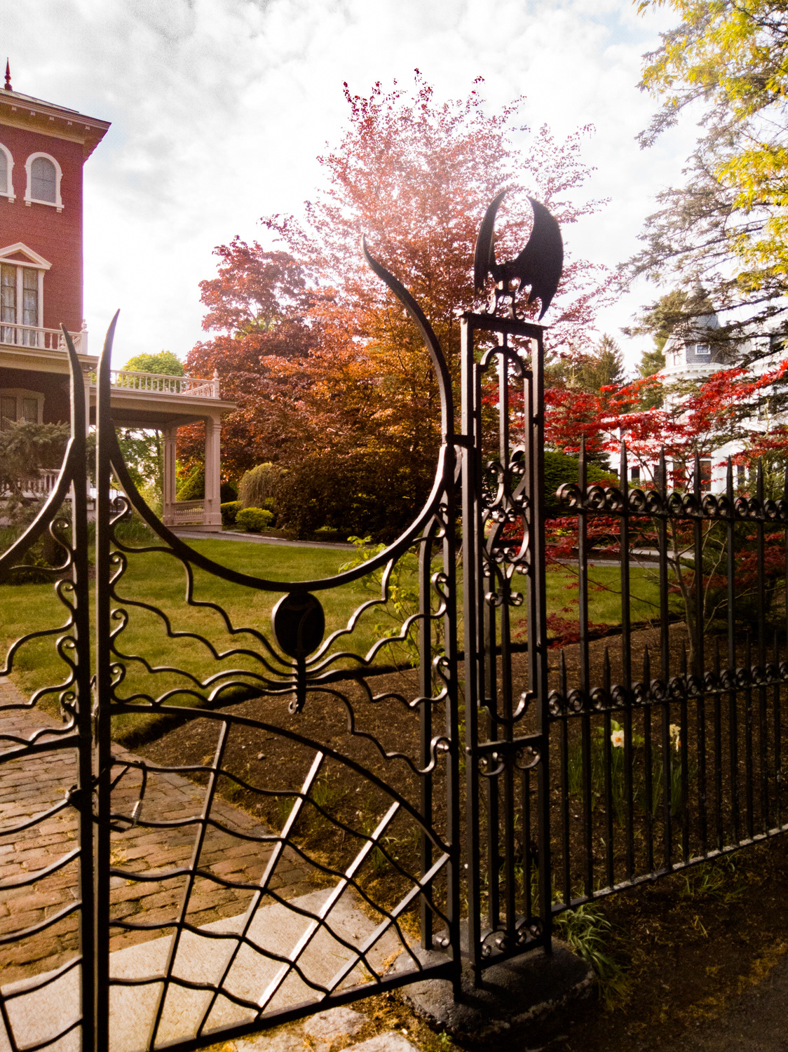 Gate detail of Stephen King's estate.