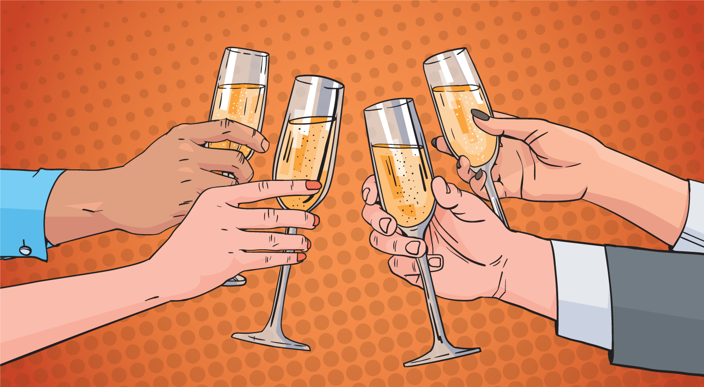 Pop art illustration with wine glasses