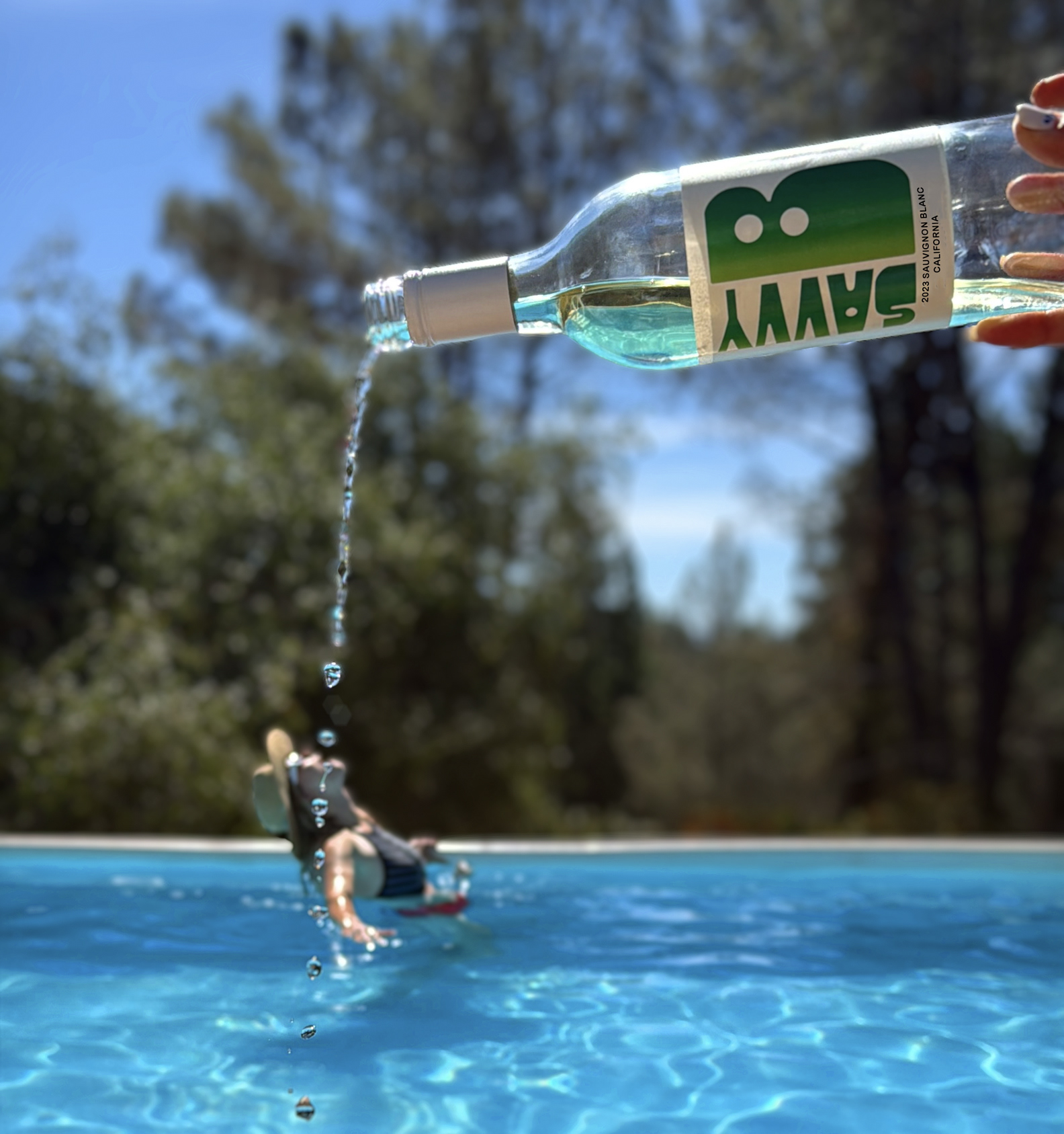 Bottle of Savvy B being poured