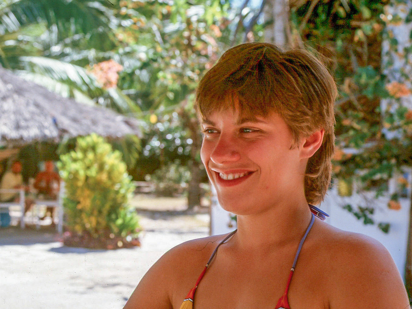 Lesley at beach pool, Mombassa, Kenya, 1982