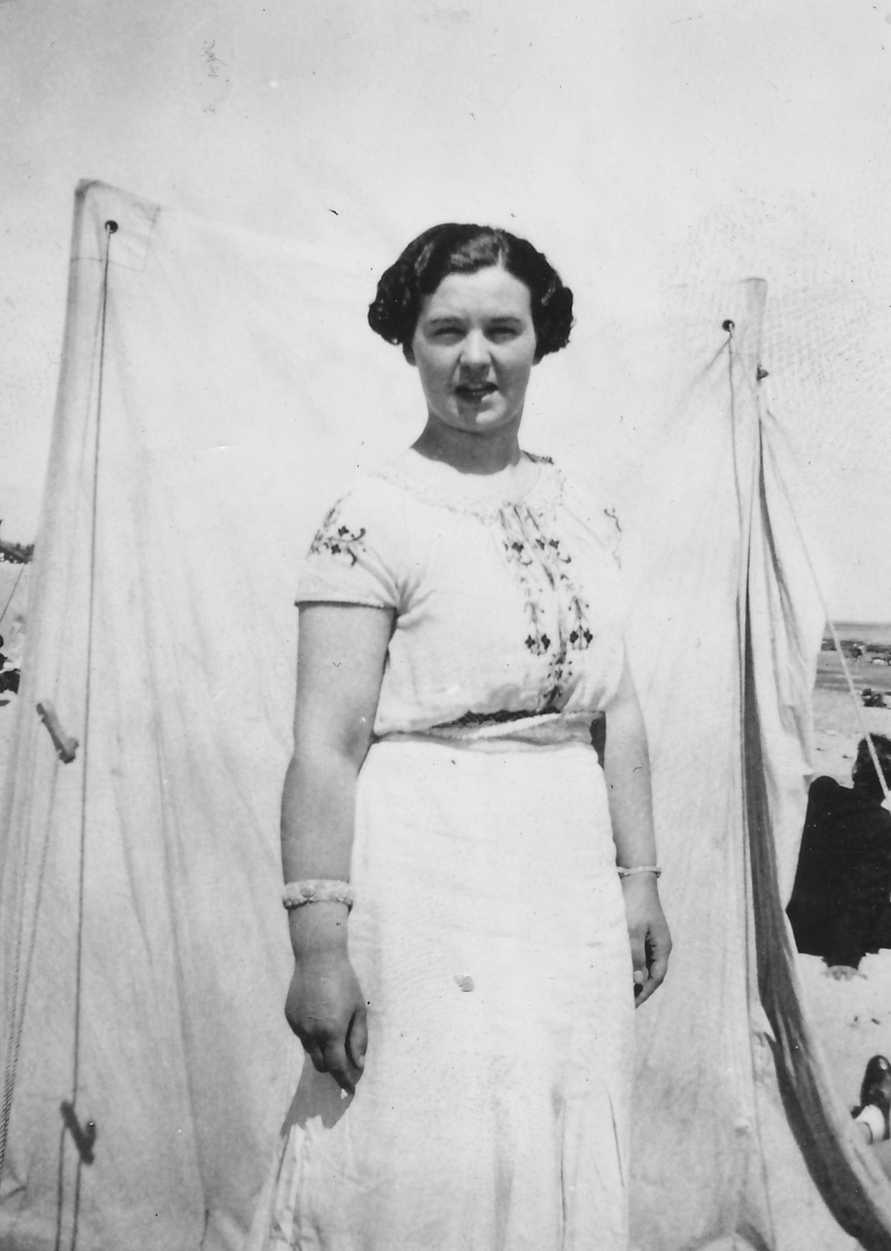 "Irene. Whitley Bay. June 1937. In the middle of talking"