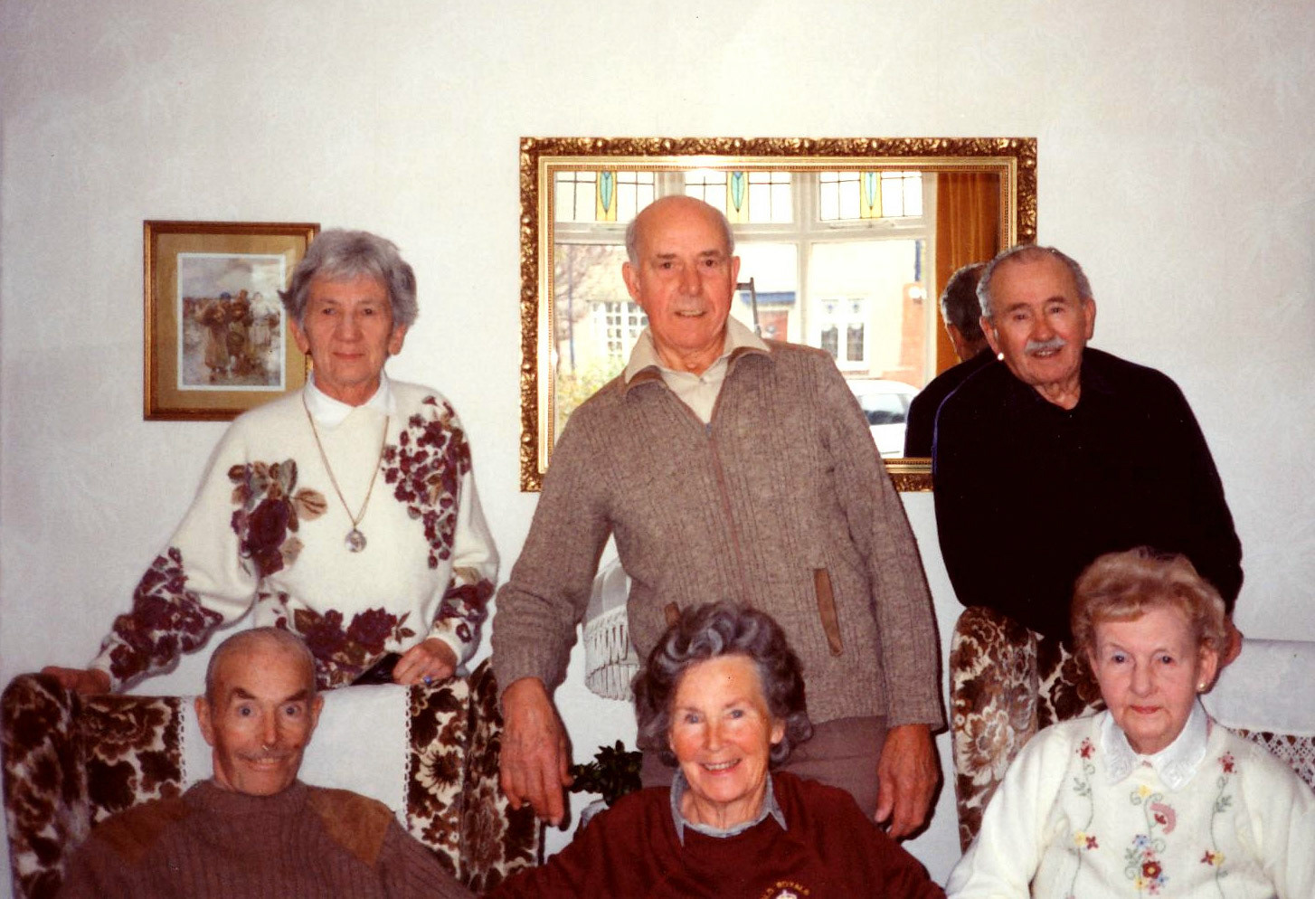 BACK Pat, Frank, Denis, FRONT Basil, Irene, Mona