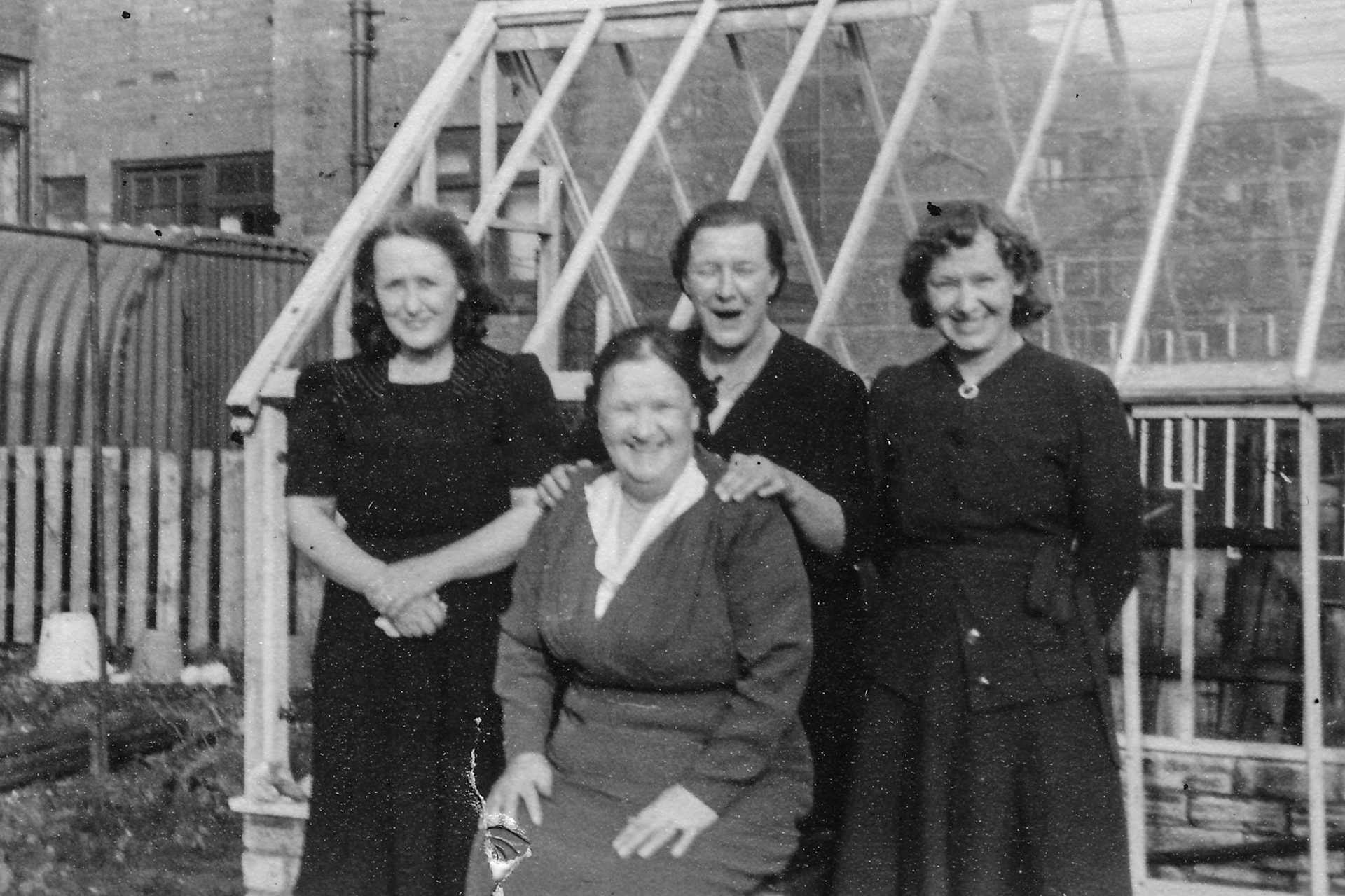 1935 Benwell Back L to R Aunt Lily Strong, Nana Hill, Aunt Grace. Front Aunt Sarah Smart