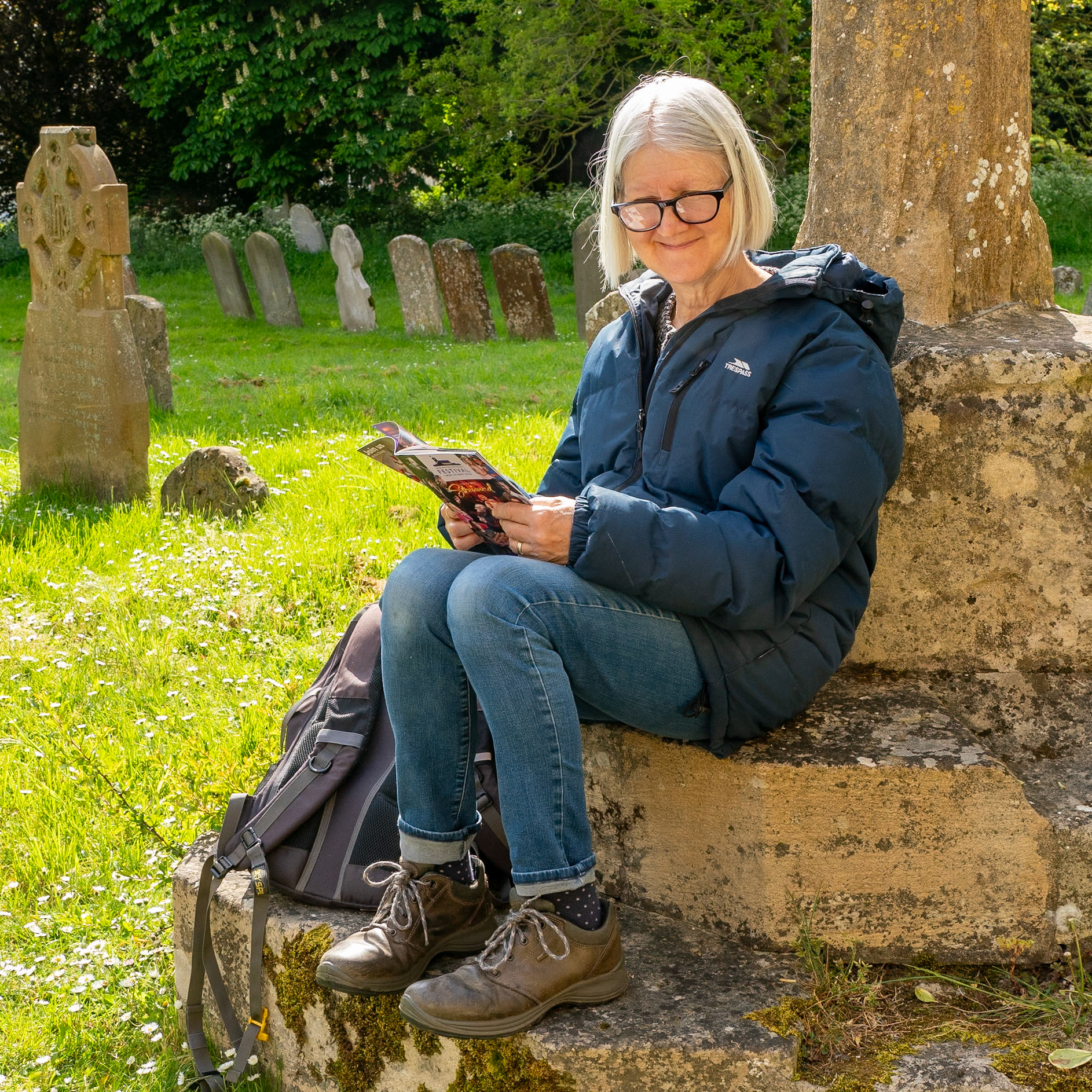 Annie outside Dorchester Abbey