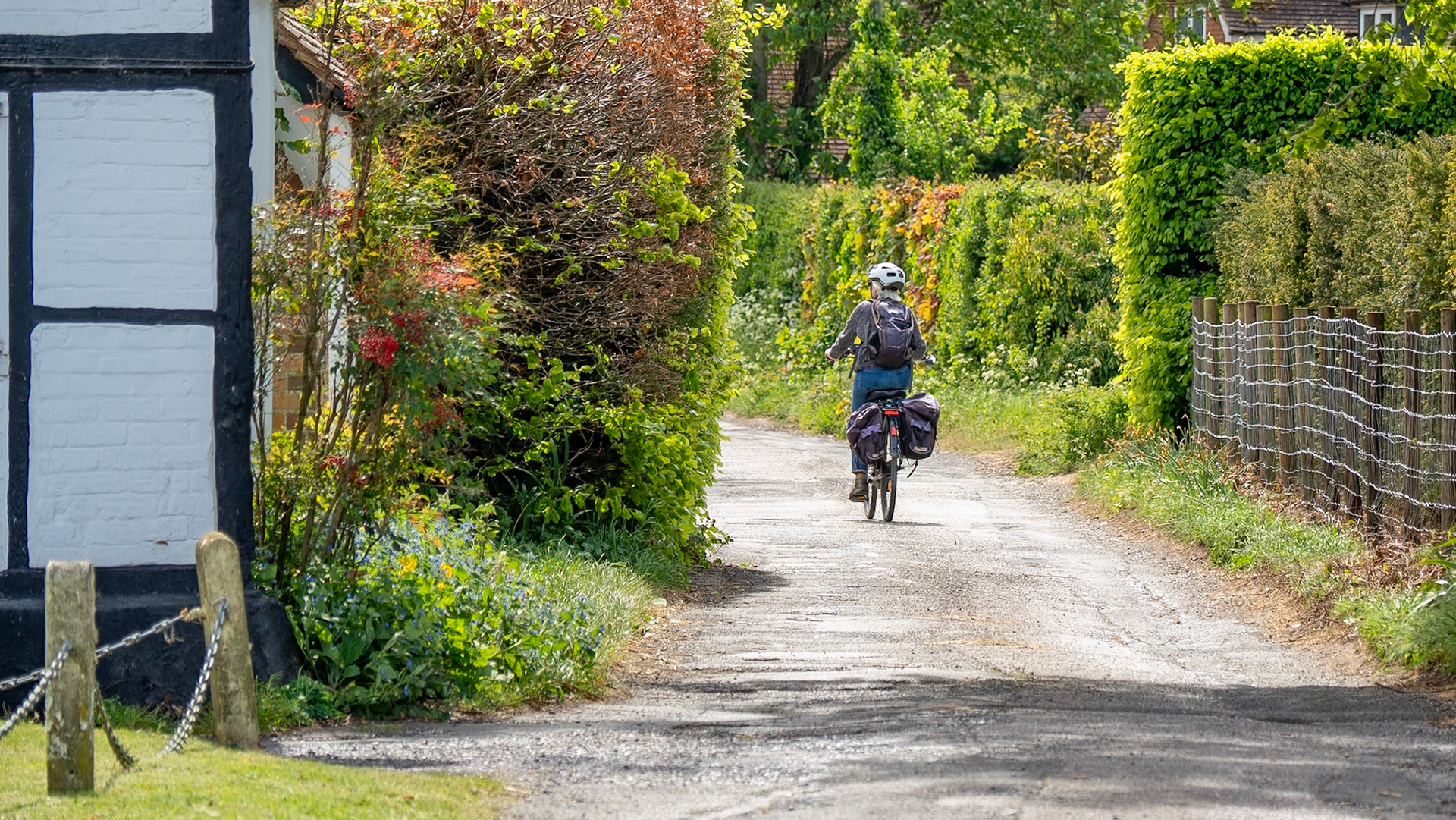 Annie cycling in Dorchester